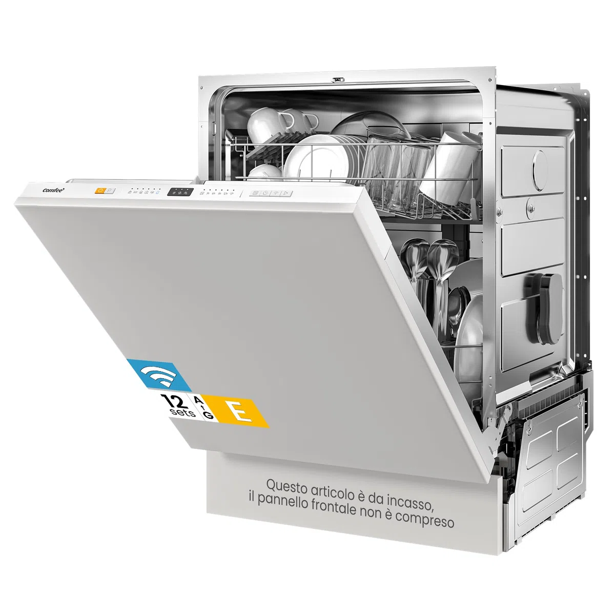 COMFEE' CDWPB1215P-W Lavastoviglie da Incasso 12 coperti 8 Programmi Home Connect Inox