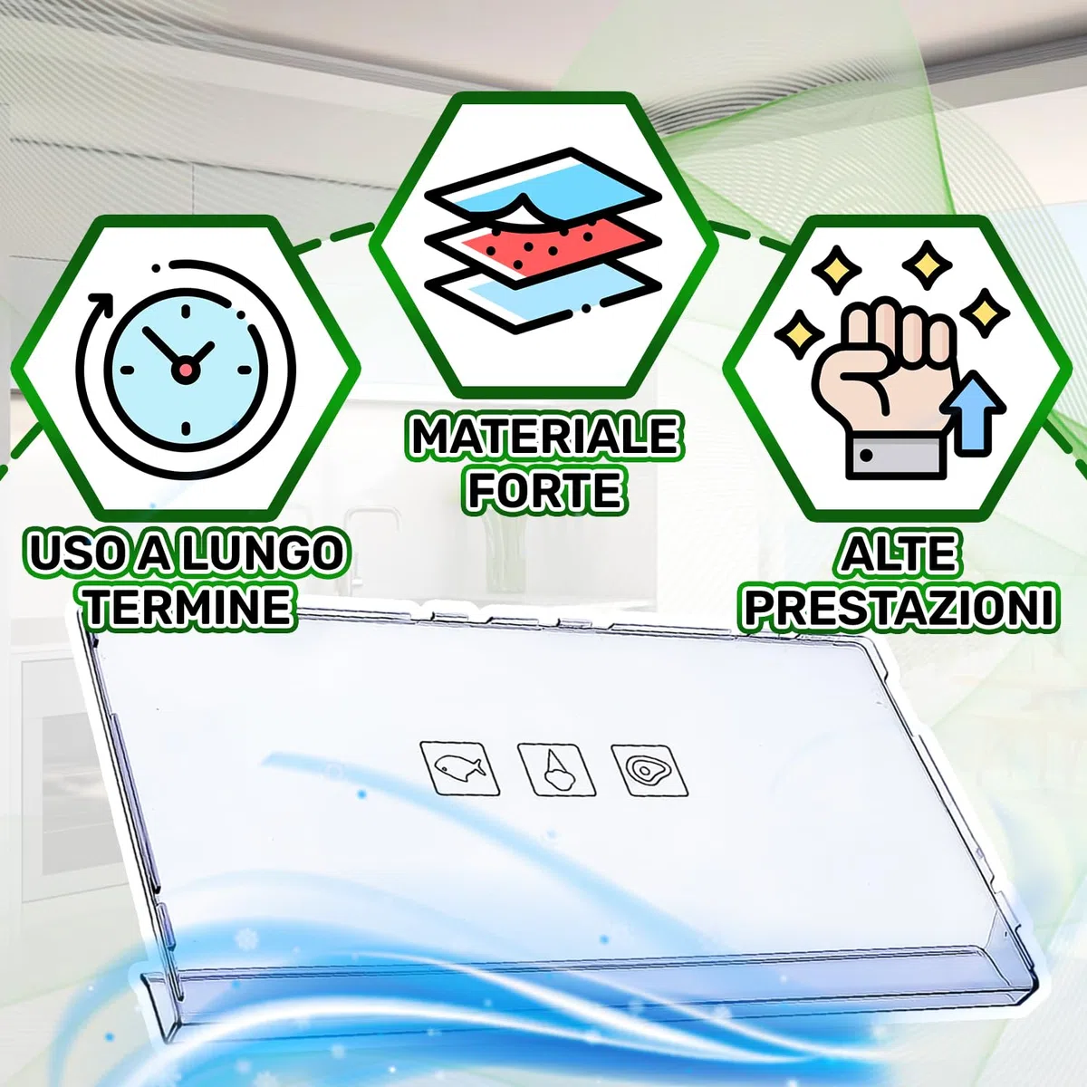 ONIX TECH Pannello Frontale del Cassetto per Frigorifero e Congelatore 402x150x36 mm con Codice Originale 4640640200 4638250500 per Beko - Garanzia di 5 Anni