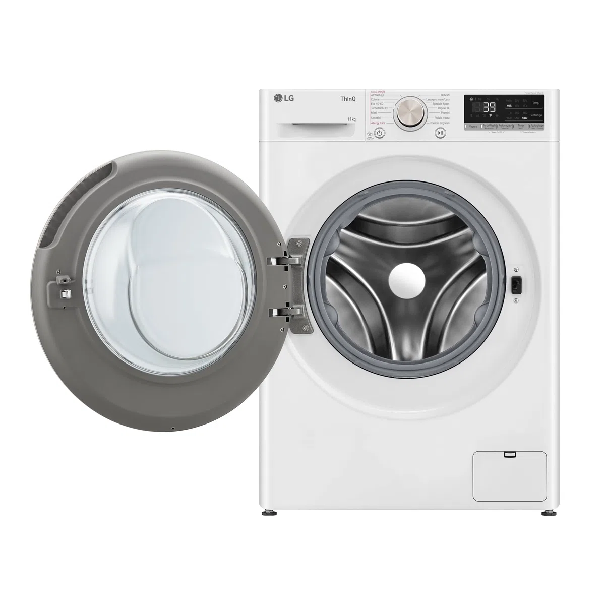 LG AI DD F4R7011TSWG Lavatrice 11kg, a Carica Frontale, Serie R7, Lavatrice Classe A -10%, 1400 giri, TurboWash 360, Vapore su 7 Programmi, Wi-Fi, Libera installazione, Bianco