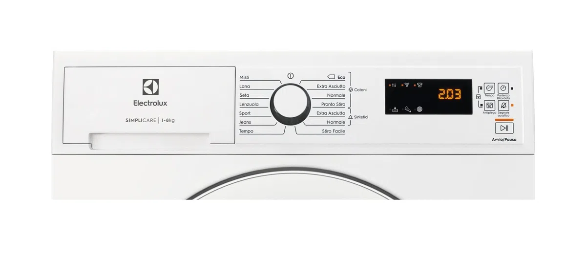 Electrolux Asciugatrice EDH4284TOW, 8Kg A++, pompa di calore, SimpliCare, tecnologia sostenibile