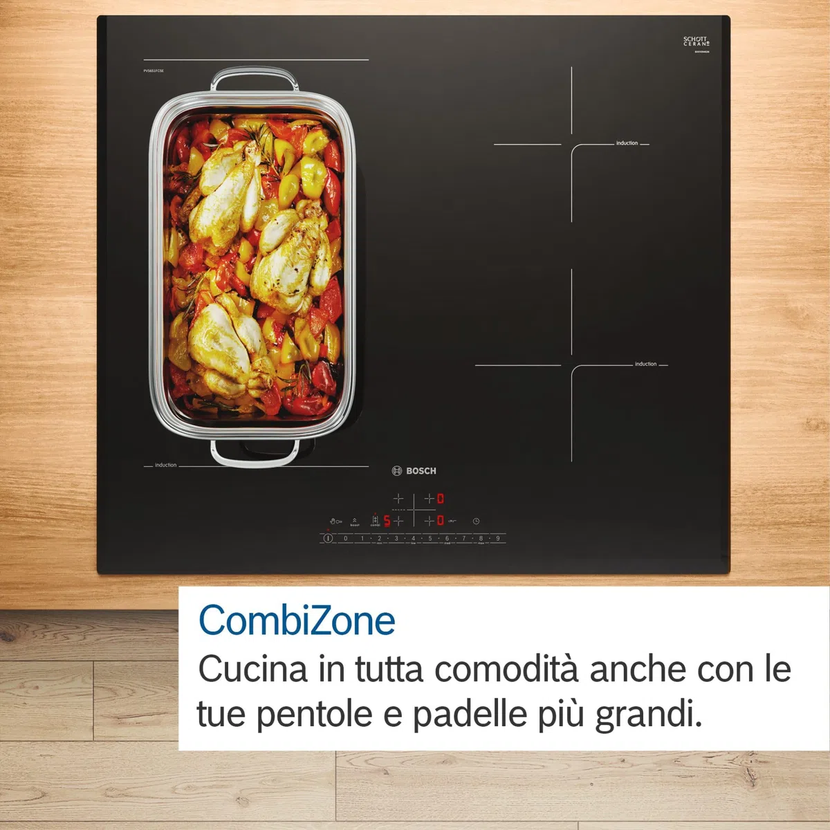 Bosch PVS83KHC1Z - Piano cottura induzione, 4 fuochi, 80x52 cm, nero
