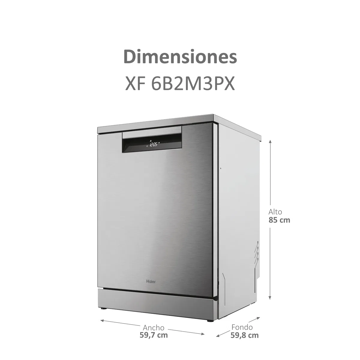 Haier I-Pro Shine Serie 5 XF 6B2M3PX - Lavastoviglie indipendente 60 cm, motore inverter, 16 posate, 3 vassoi, 10 cicli, Wi-Fi, App hOn, Maxi Tub, Powerwash, apertura automatica, 42 dB, inox