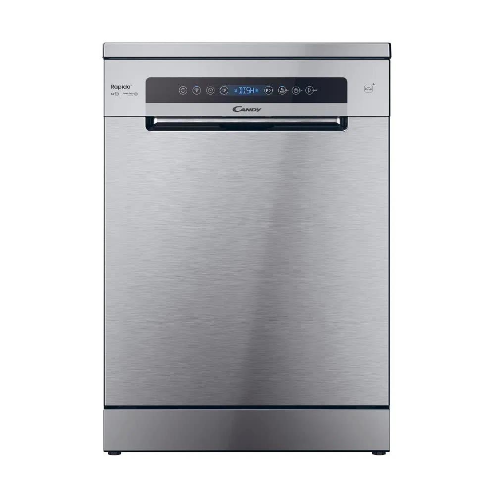 Candy Rapido' Lavastoviglie a Libera Installazione 60 cm, 14 Coperti, 8 Programmi, Connessione Wi-Fi, Partenza Ritardata fino a 24h, Motore Inverter, Classe C, 59,7 x 59,8 x 81,8 cm, Inox - CF 4C6F0X