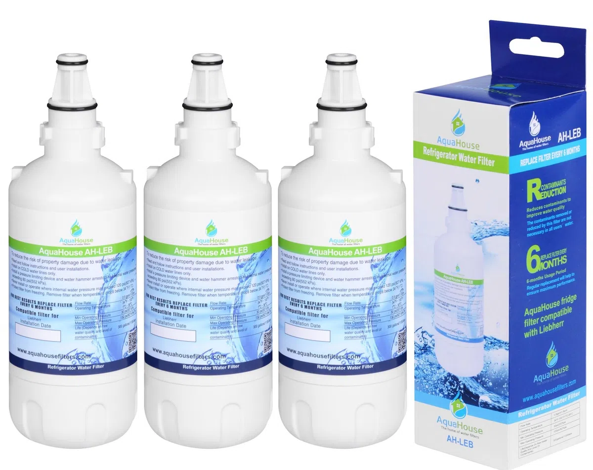3x AH-LEB Filtro dell'acqua compatibile per Liebherr Frigorifero con congelatore 7440002, 7440000, 53-WF-26LR, 7731240, 7731240-00, 440002, Cnes