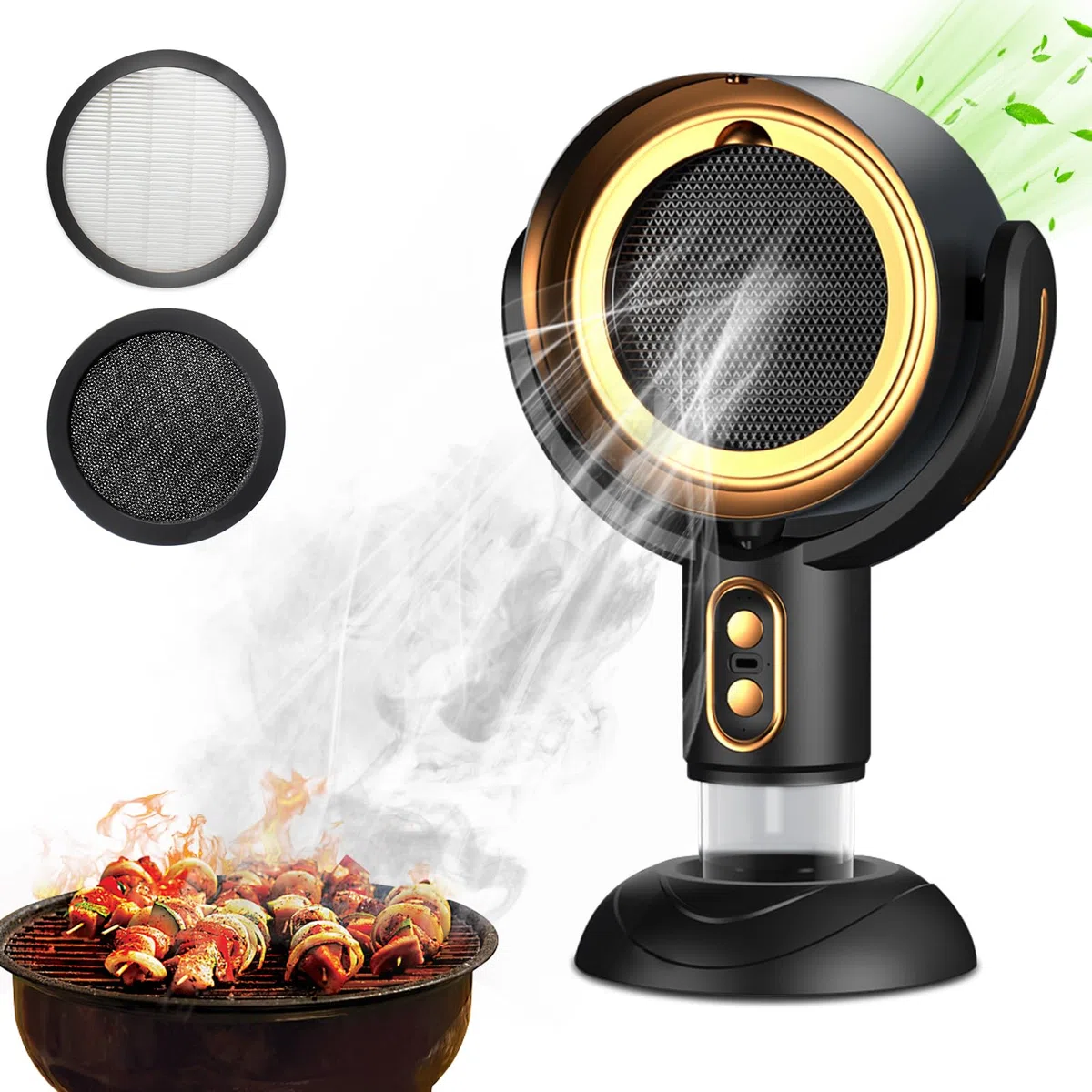 Mostop Cappa aspirante portatile, USB Desktop con 2 velocità, filtro rimovibile e lavabile, cappa desktop senza fili per interni BBQ, Hot Pot