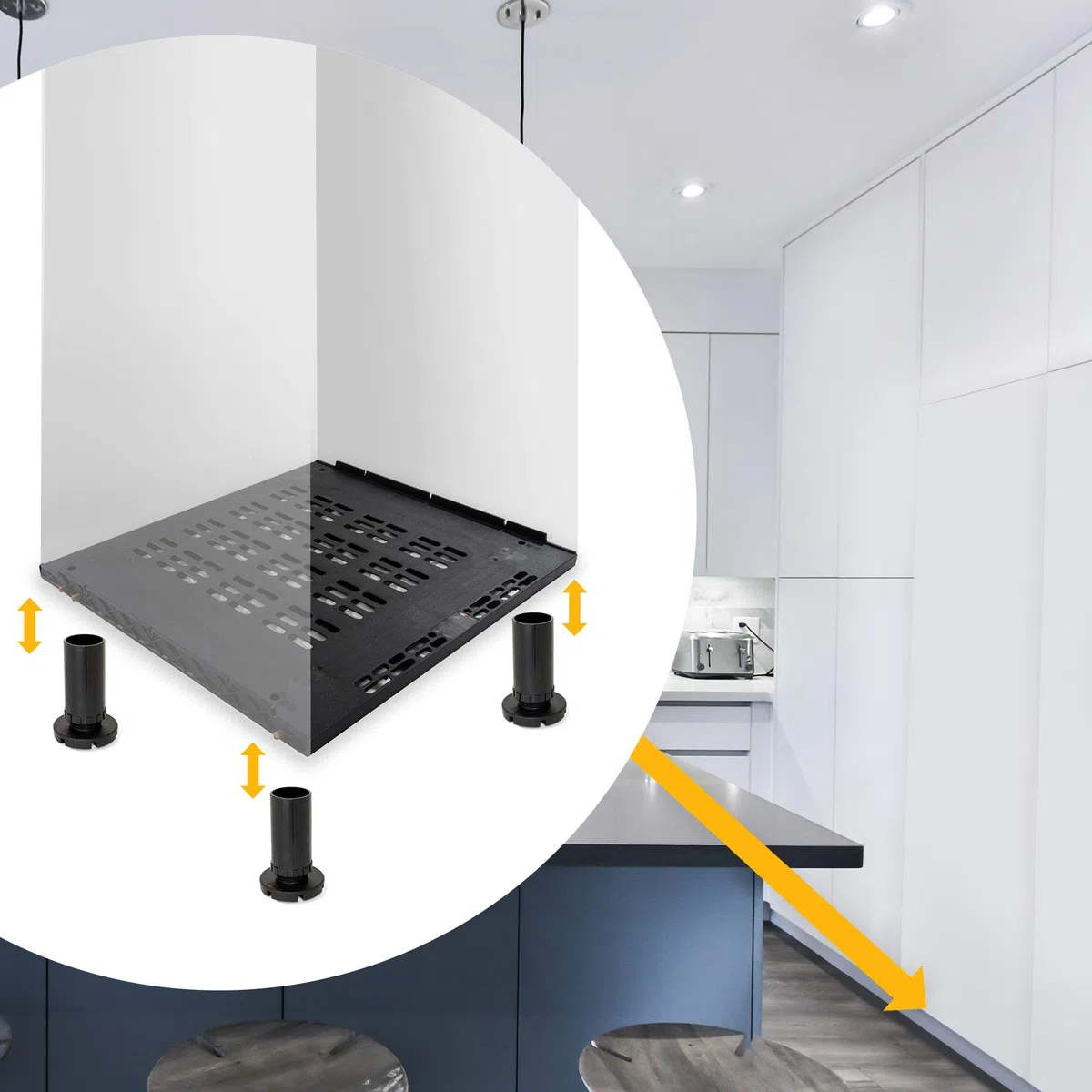 Emuca - Base per Frigorifero Integrato En Modulo di Cucina di 60cm ed Espessore di pannelli 18mm, Tecnoplastica, Nero