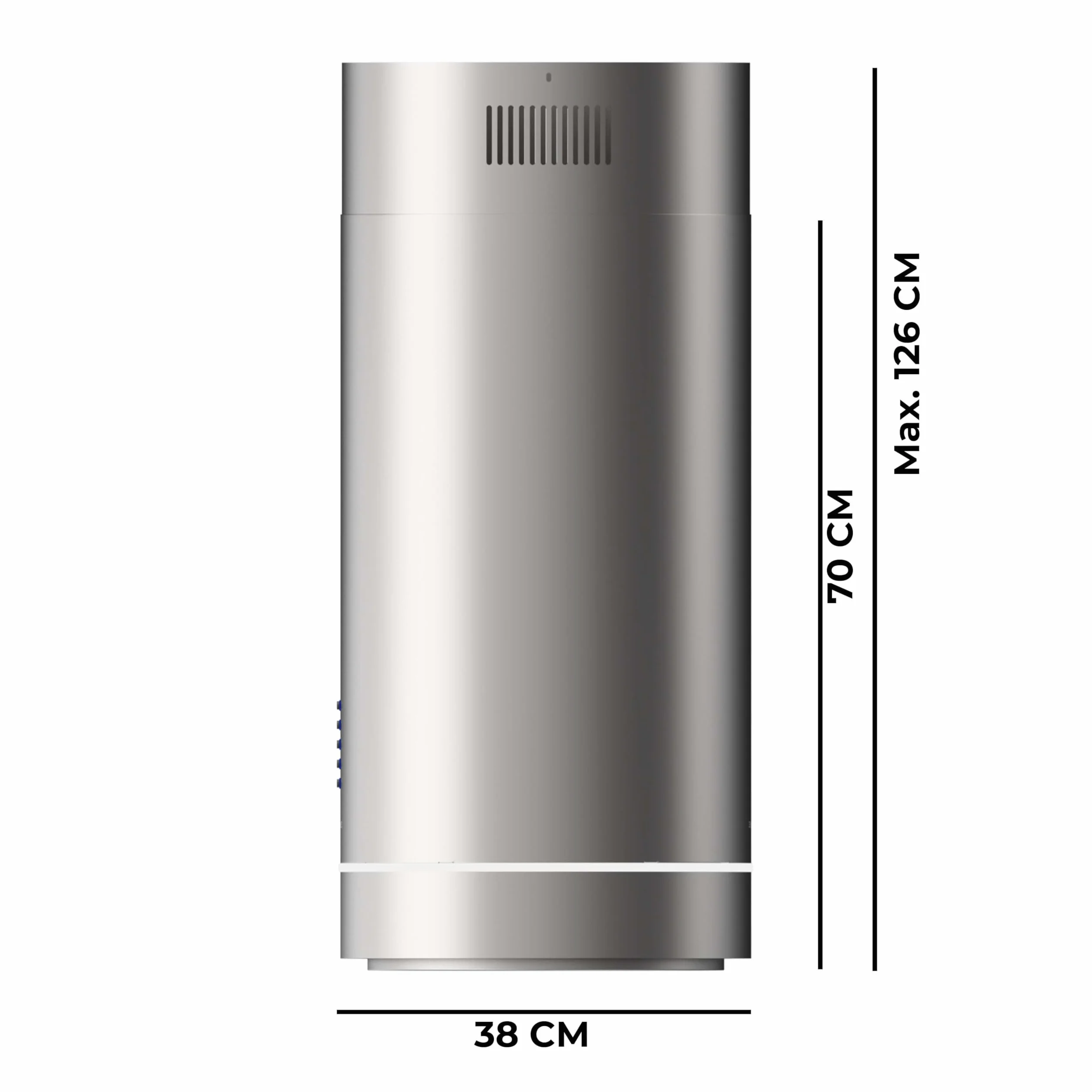 Cecotec Cappa Aspirante Isola Rotonda 38cm Bolero Flux Ire 388000 Inox A++. Aspirazione 712m3/h, Motore 210W, Controllo Elettronico, Pannello LED, Filtro Carbone, Design Elegante Inox