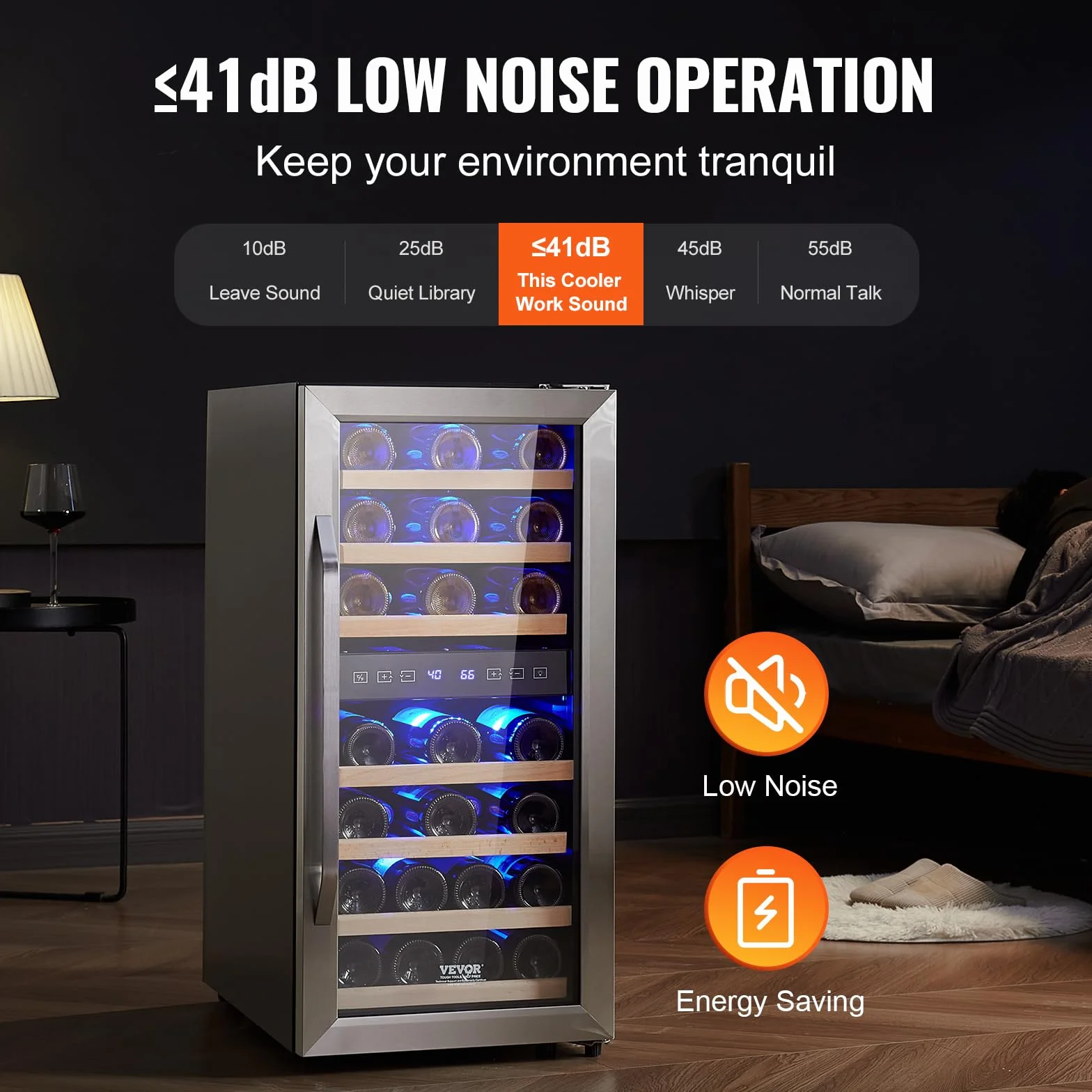 VEVOR Cantinetta per Vini Capienza da 33 Bottiglie, Cantinetta Portabottiglie Doppia Zona, Frigo con Raffreddamento ad Aria Circolante Controllo Digitale, Protezione UV, per Vino Rosso e Bianco