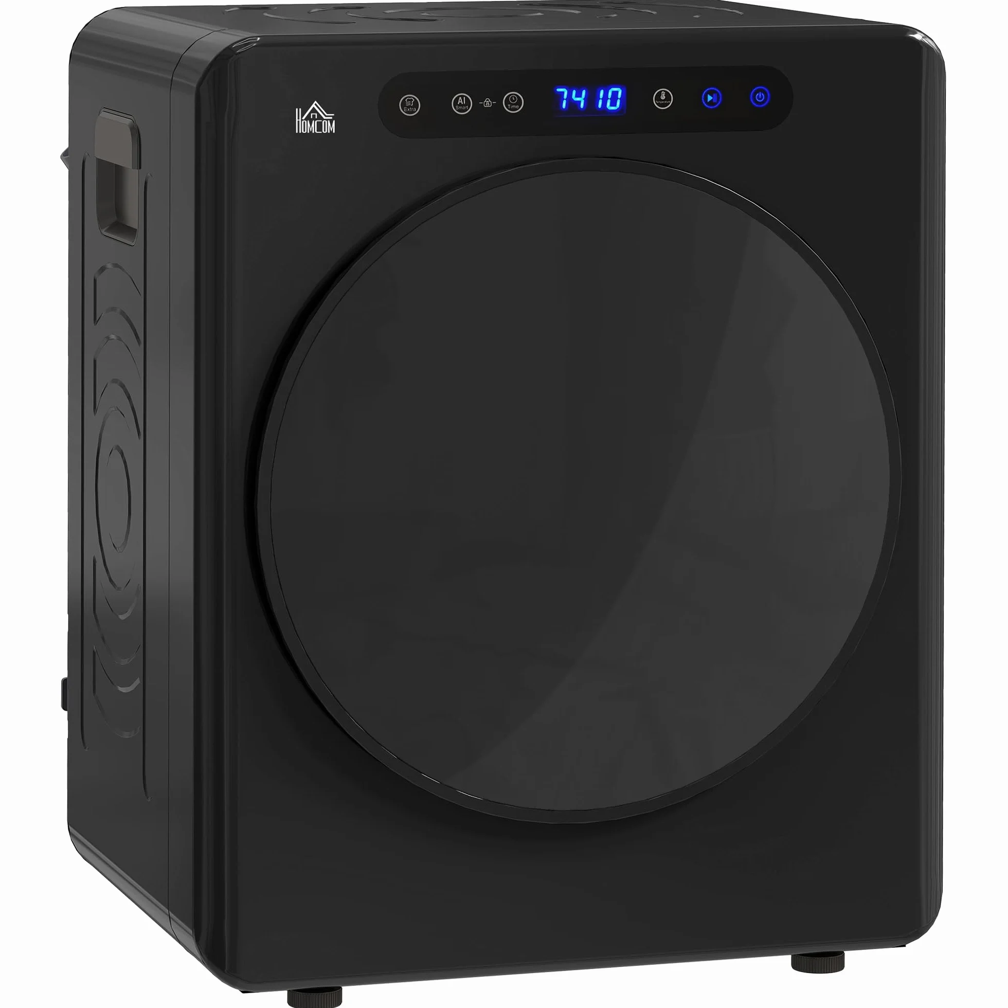 HOMCOM Mini asciugatrice da 3 kg con disinfezione, 6 programmi, 1000 W, con touch screen a 3 temperature e timer, per camper, casa, nero
