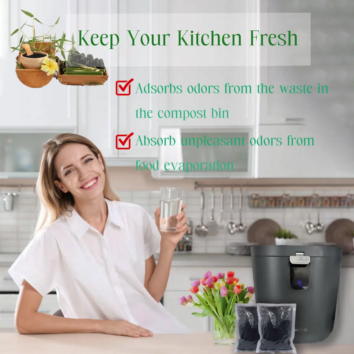 PurifyLogix Ricarica al carbone attivo per compostaggio da banco Eco 5 FoodCycler, 2 pezzi, filtro di ricambio compatibile con filtri per compostaggio da banco elettrici da interno FoodCycler