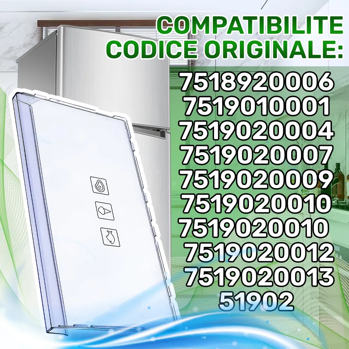 ONIX TECH Pannello Frontale del Cassetto per Frigorifero e Congelatore 402x150x36 mm con Codice Originale 4640640200 4638250500 per Beko - Garanzia di 5 Anni