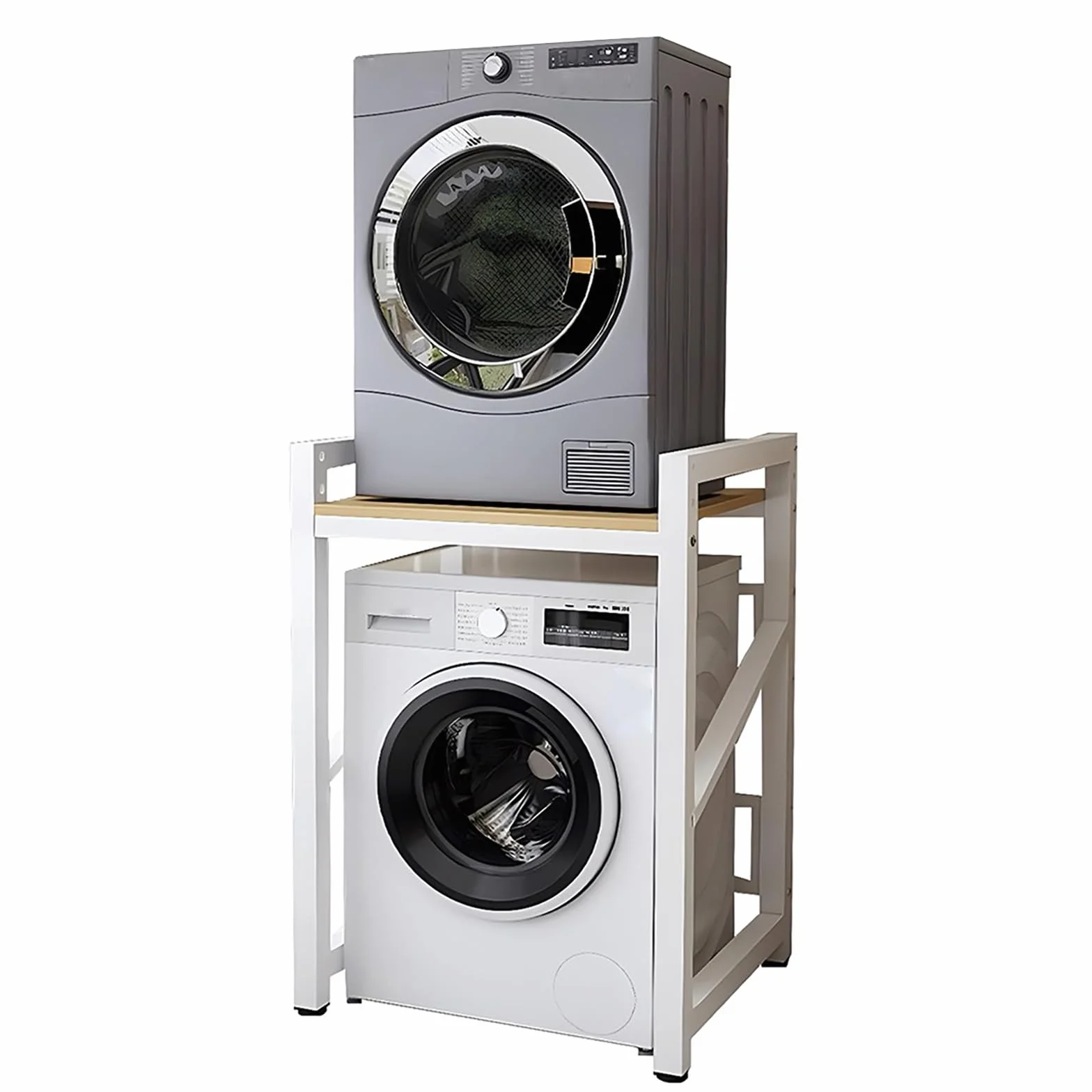 Mobile Lavatrice Asciugatrice, Mobile per Lavatrice in Metallo, Kit Supporto per Asciugatrice Regolabile in Altezza, capacità di Carico 300 kg, per Bagno Cucina