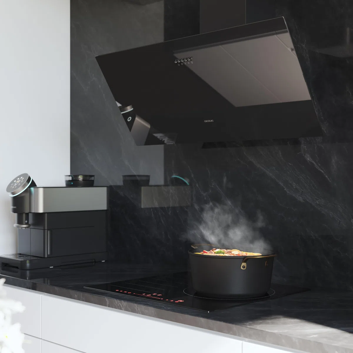 Cecotec Bolero Flux DM 906500 Okap Kuchenny 90 cm 165W 650m³/h Czarny Szkło