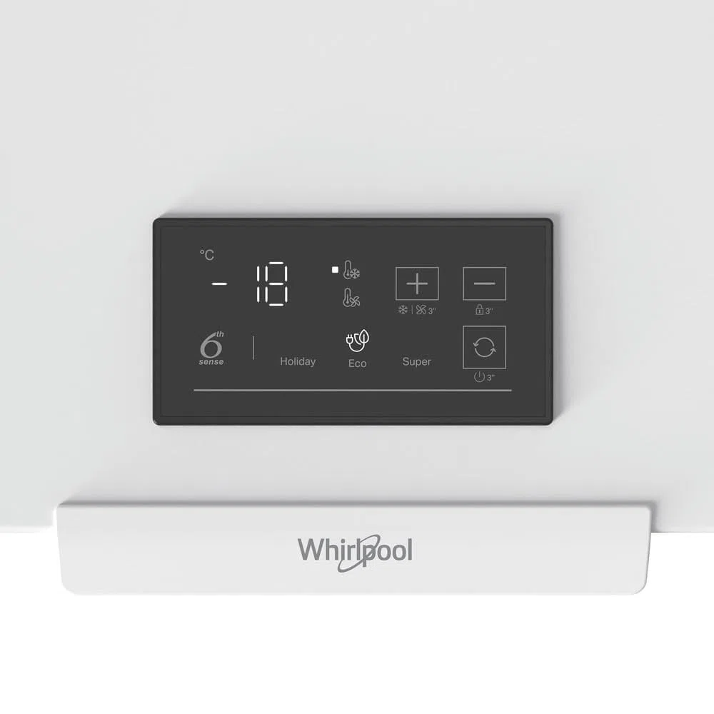 Whirlpool W3RHS37EW2 Congelatore a Pozzetto Bianco, 371 Litri, Statico, Classe E, Display Touch, Sistema di controllo Elettronico, 85x133x70,5 cm (AxLxP)