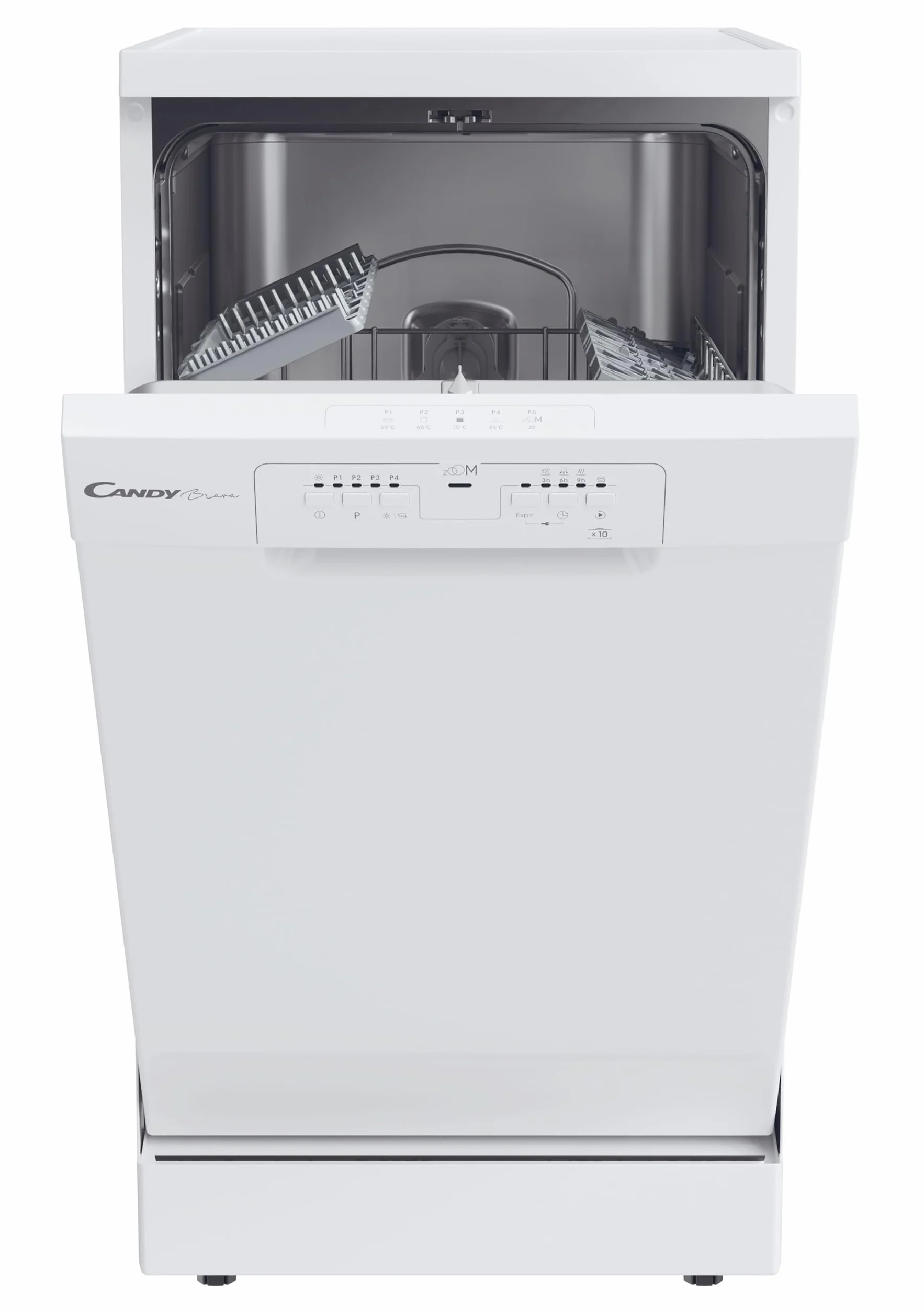 Candy Brava CDPH 2L1049W Lavastoviglie Slim, 10 Coperti, 5 Programmi, Ciclo Rapido, Partenza Ritardata, Classe E, 45x58x82 cm, Bianco