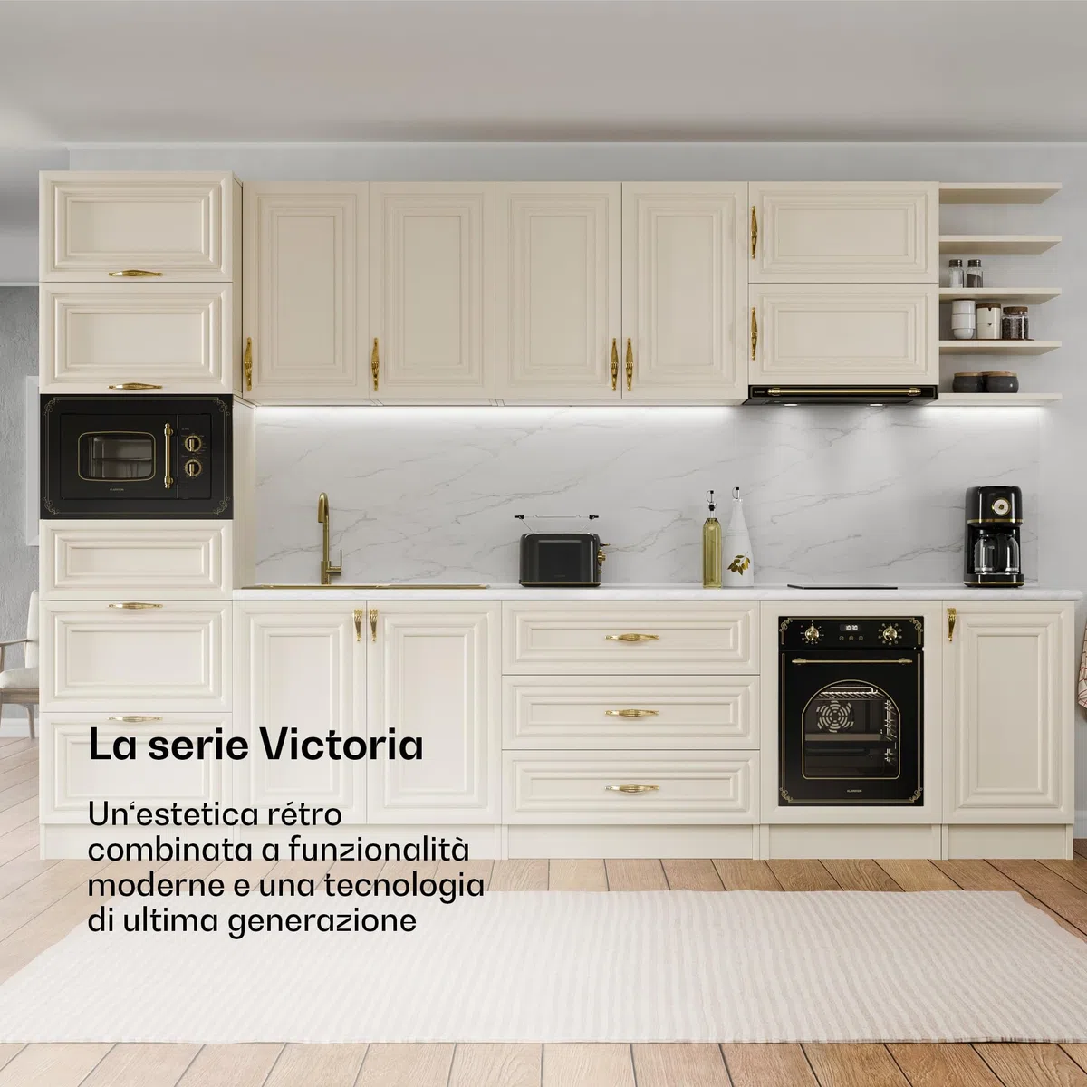Klarstein Elizabeth Slim - Forno da Incasso, 49L, 9 Funzioni, Pulizia a Vapore, Timer Digitale, Forno Elettrico Ventilato, Sportello Rimovibile, Classe Energetica A, Design Nero, 45cm