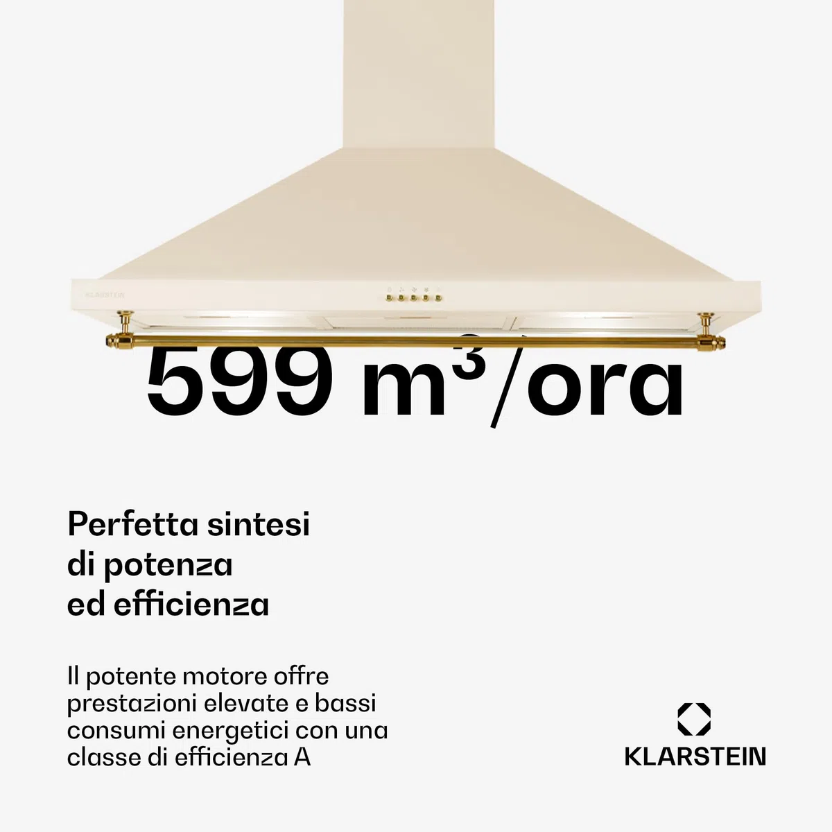 Klarstein Cappa Aspirante 90 cm Cucina Ventola Acciaio Inox Parete 591.5m³/h LED Classe A Filtro