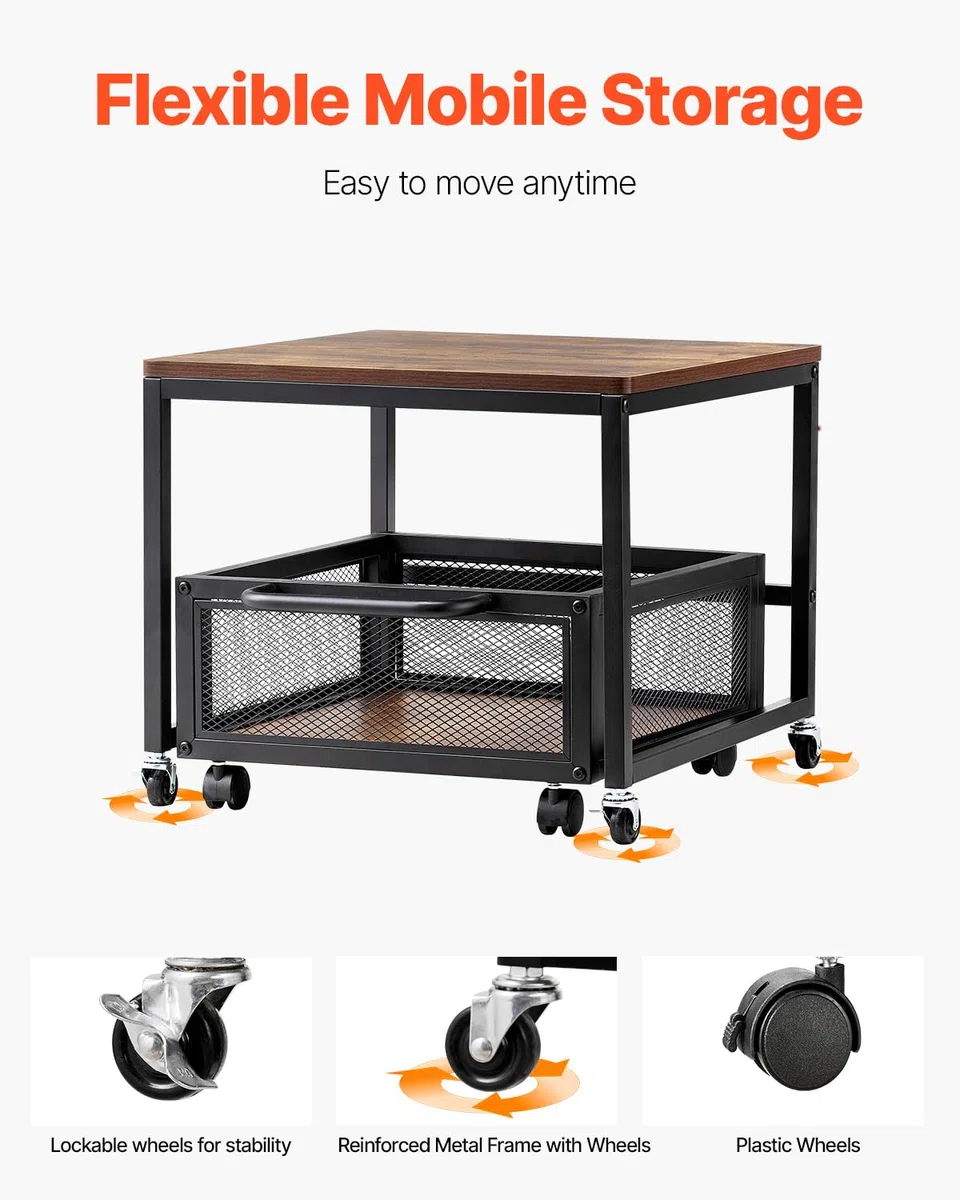 VEVOR Mini Portafrigo con Capacità di Carico di 90 kg, Tavolino da Frigo con Carrello Mobile e Ruote Girevoli, Portafrigo per Bevande per Caffè Bar, Portafrigorifero per Appartamento Marrone