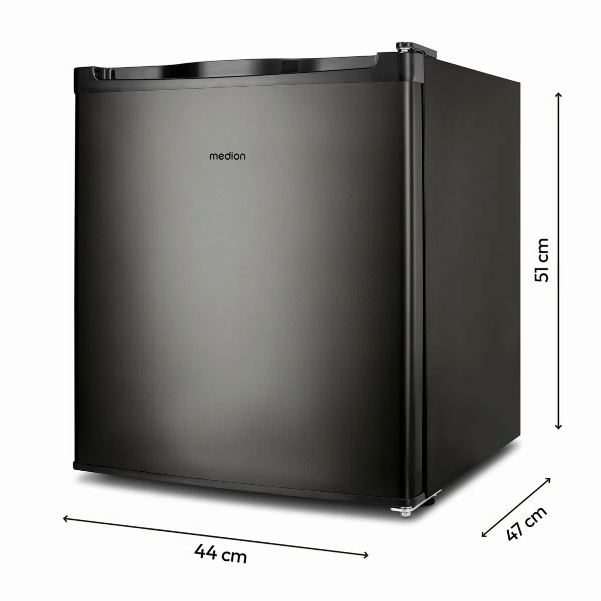 MEDION Mini congelatore (capacità 33 litri, altezza 51 cm, piedini regolabili in altezza, maniglia incassata, impostazione manuale della temperatura, classificazione 4 stelle, MD37675) grigio