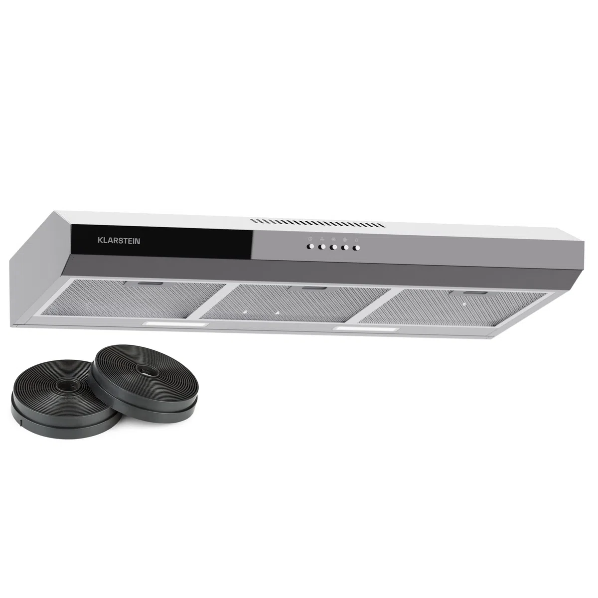 Klarstein Contempo 90 Cappa Aspirante da Incasso, 90cm, 200 m³/h, LED, Filtri ai Carboni Attivi, Argento