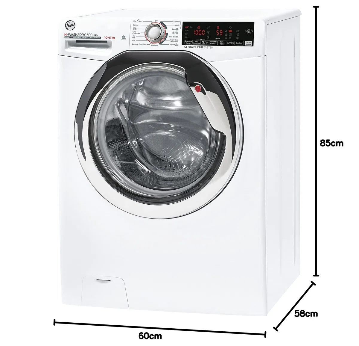 Hoover H3DSD4106TAMCE11 H-Wash&Dry 300 Pro, Lavasciuga 10 Kg, Libera Installazione, Carica Frontale, 1400 Giri, 16 Programmi, Bianca, Funzione Vapore, KG Mode, Classe A [D]