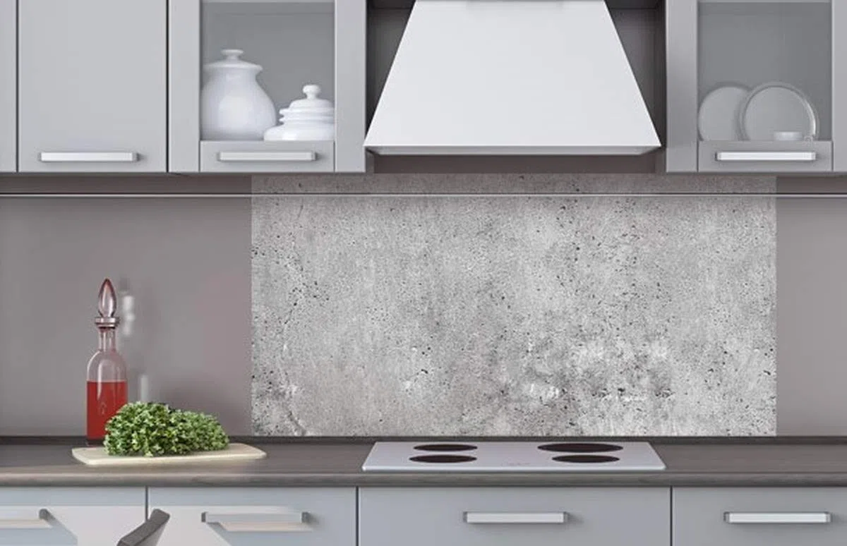 Pannello da cucina composto da cemento II 80 x 40 cm | paraspruzzi cucina per lavello | Qualità premium in alluminio Dibond, spessore 3 mm – Made in EU | colla inclusa