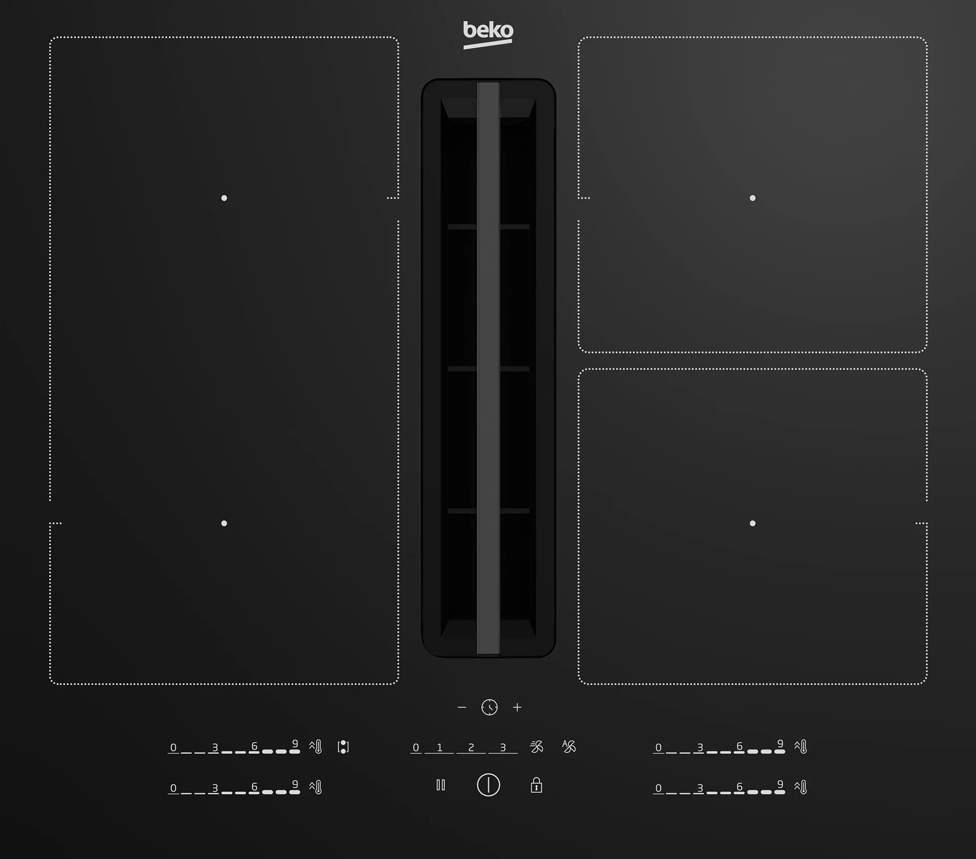 Beko HIXI 64700 UF: Piano a Induzione con Cappa Integrata, 4 Zone con 1 Sezione IndyFlex, 60 cm