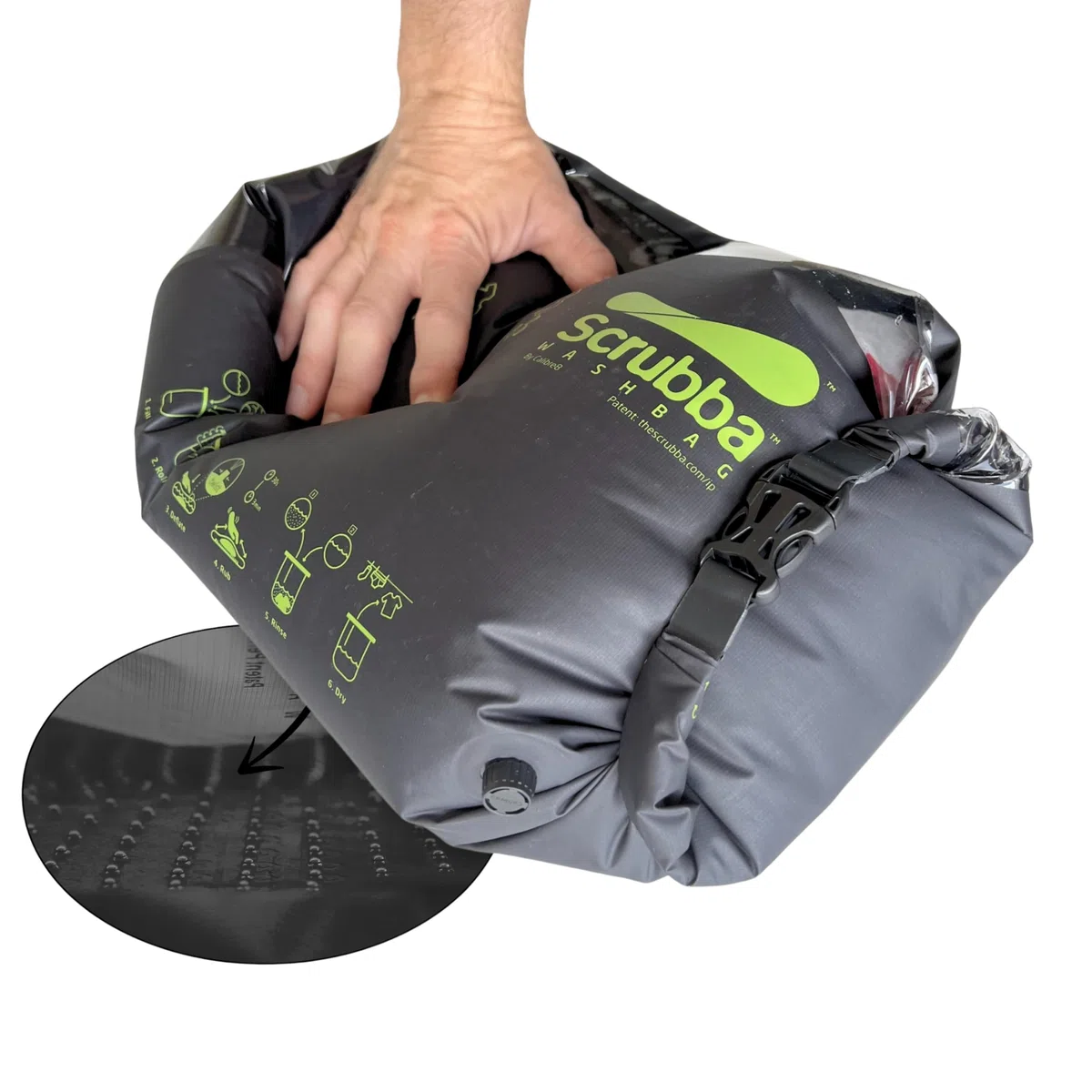 Scrubba Wash Bag 2.0 Sacchetto Lavatrice Portatile Borsa Sacco per Lavare Lavasciuga con Esclusivo Sistema Asse per Bucato Indispensabile Accessorio Camper Campeggio Escursione Viaggio Ovunque