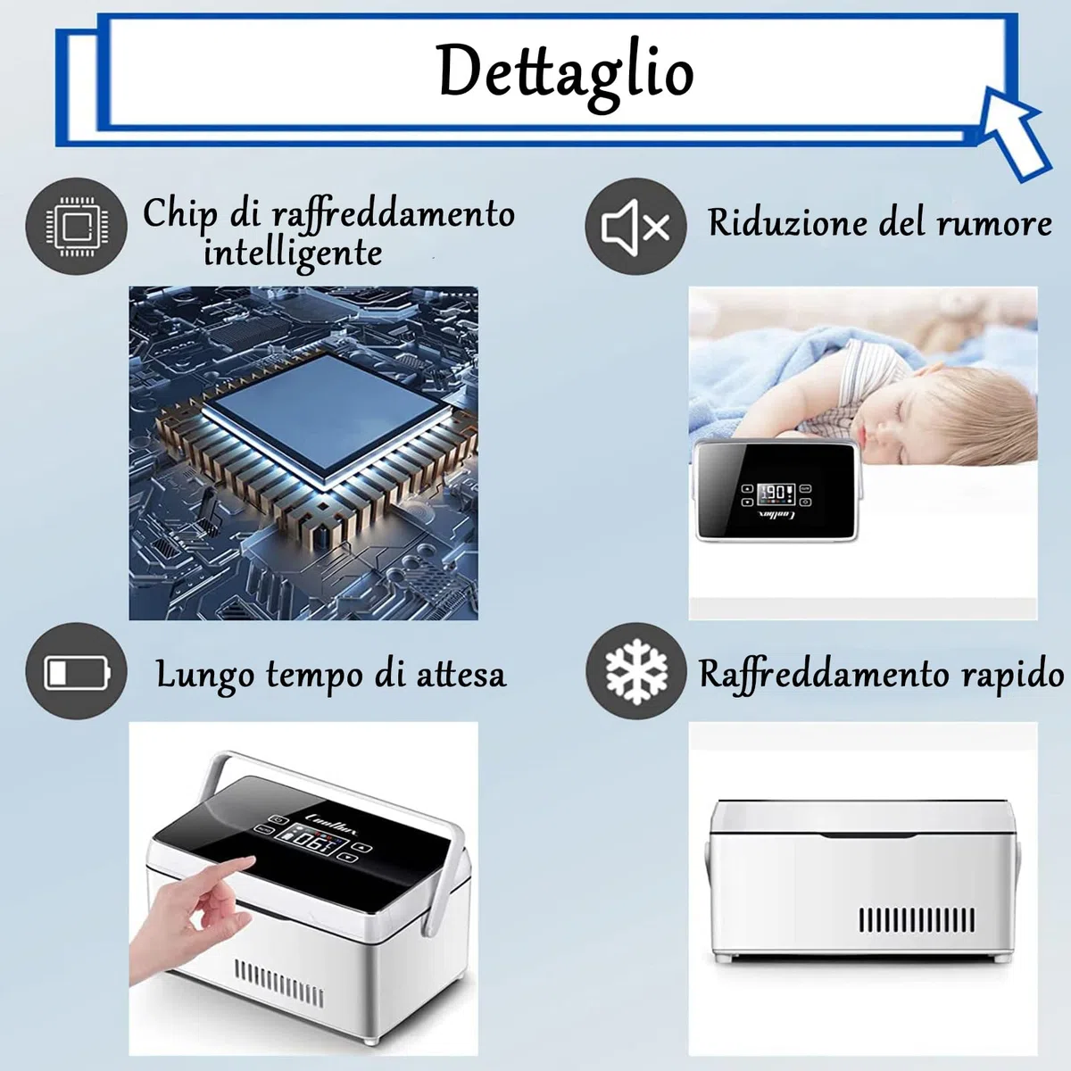 Frigorifero per medicinali, scatola frigo per insulina portatile con 3 batterie, mini termostato ampio spazio di refrigerazione per auto, viaggi, borsa termica per uso medico domestico