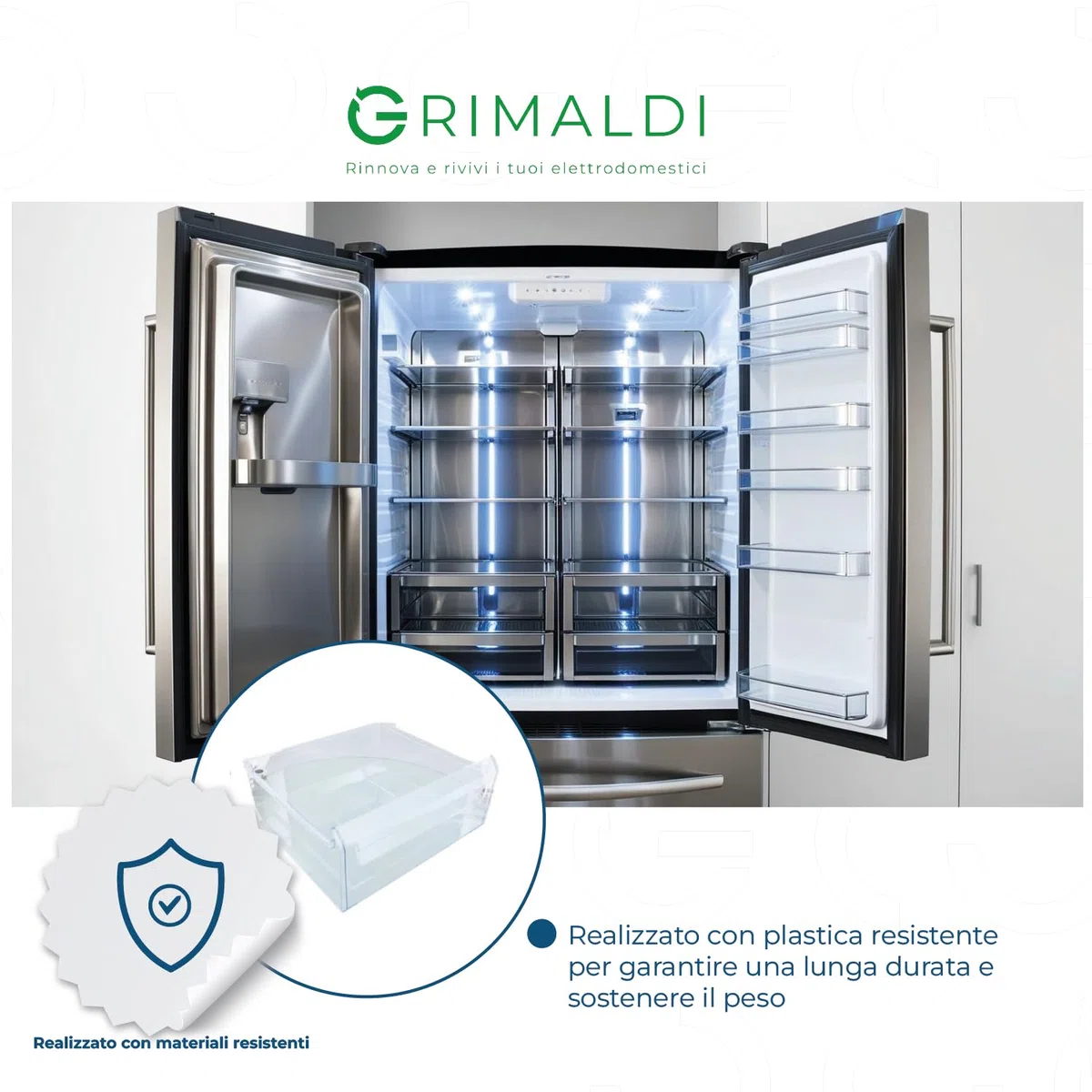 G GRIMALDI Cassetto Congelatore Frigorifero Frigo compatibile con REX ELECTROLUX AEG codice 2247137124
