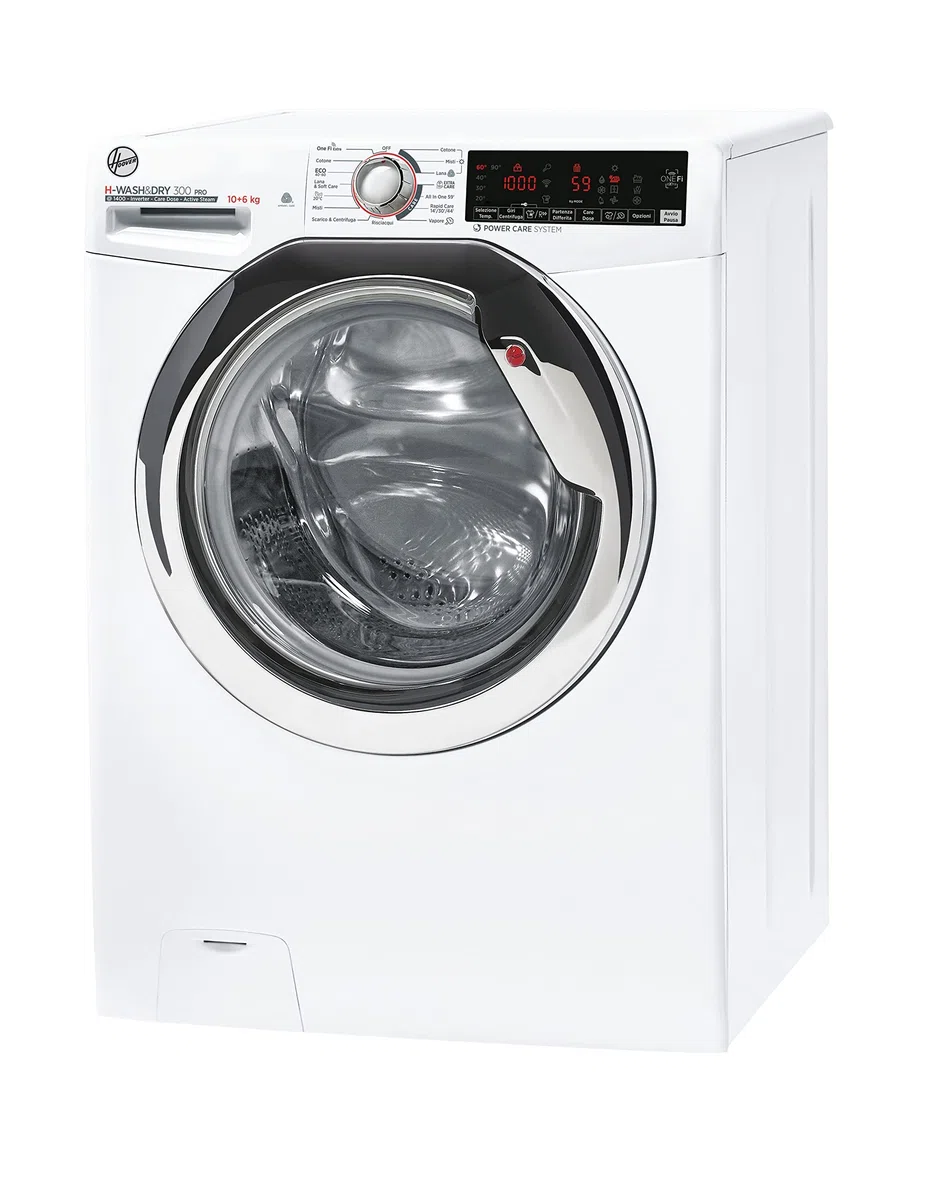 Hoover H3DSD4106TAMCE11 H-Wash&Dry 300 Pro, Lavasciuga 10 Kg, Libera Installazione, Carica Frontale, 1400 Giri, 16 Programmi, Bianca, Funzione Vapore, KG Mode, Classe A [D]