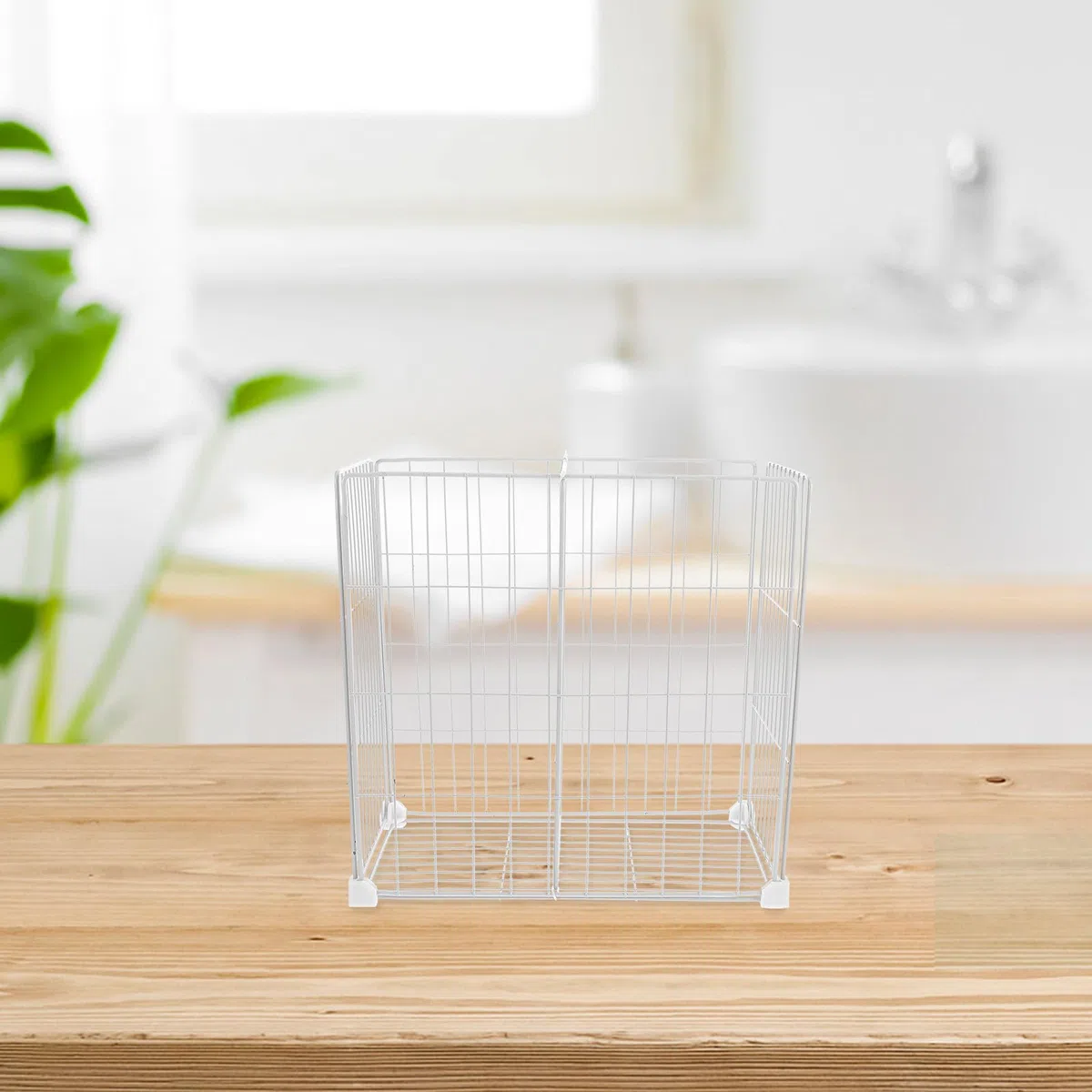 Organizer Bianco in Ferro Design a Griglia e Cesto Inferiore per Massimizzare Lo Spazio nel Congelatore, Facile da Installare in Armadi e Freezer Profondi