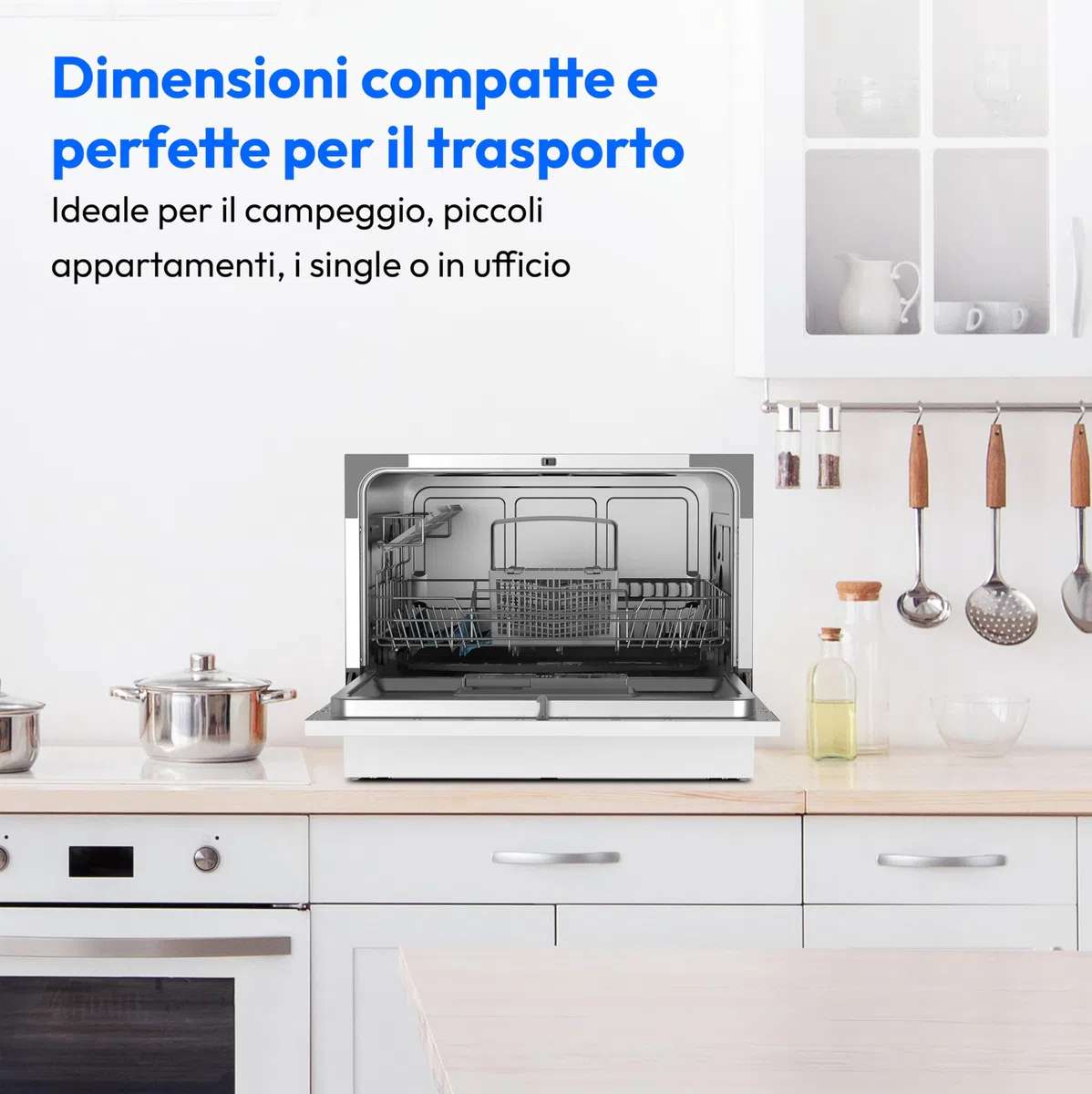 MEDION Mini lavastoviglie (capacità 6 coperti, 6 programmi di lavaggio, programma ECO, display a LED, 47 dB, MD 37496)