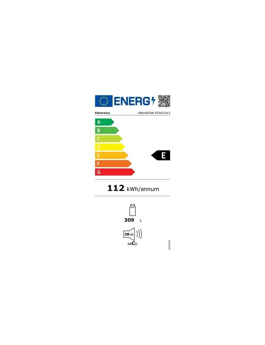 Electrolux frigorifero 1 porta 60cm 309l LRB1DE33W