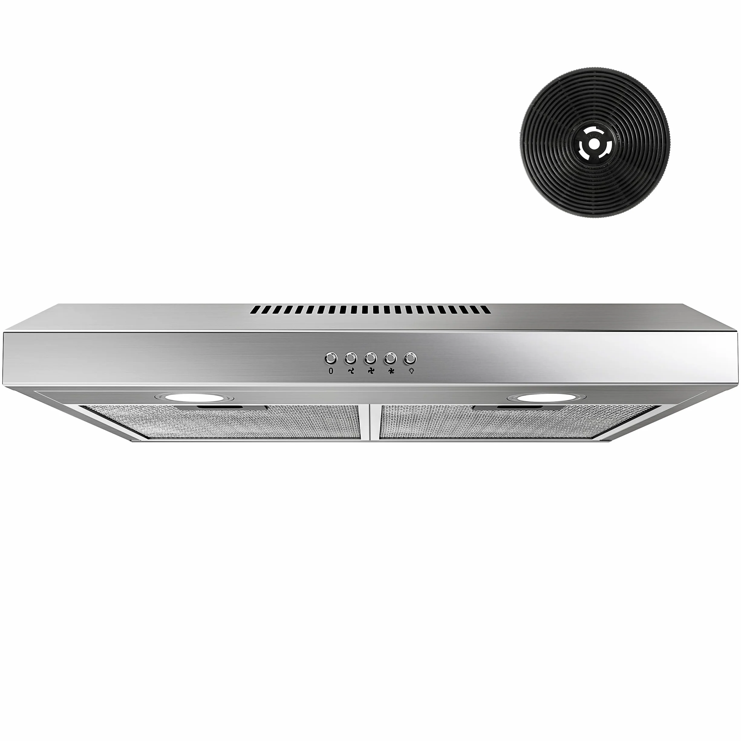 FIREGAS Cappaaspirante 60 cm, LED, 3 livelli di potenza, potente cappa, cofano efficiente con motore brushless, filtro antigrasso e filtro a carbone