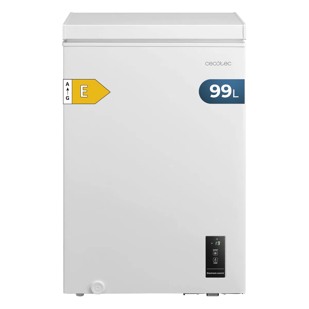 Cecotec Congelatore Orizzontale 99L Bolero CoolMarket Chest 99P White E. Cestello con Maniglie, Controllo Elettronico LED, UltraContact D-Cool, Dual Function, Porta ZeroG (80º-30º), Fast Freezing