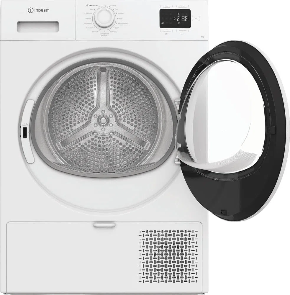 Indesit C YD 92D WW IT – Asciugatrice 9 Kg A Pompa di Calore, Libera Installazione, Classe E, Filtro 2 In 1, Ciclo Veloce, Cotone Eco, Refresh. 84,6 x 59,8 x 60,7 cm