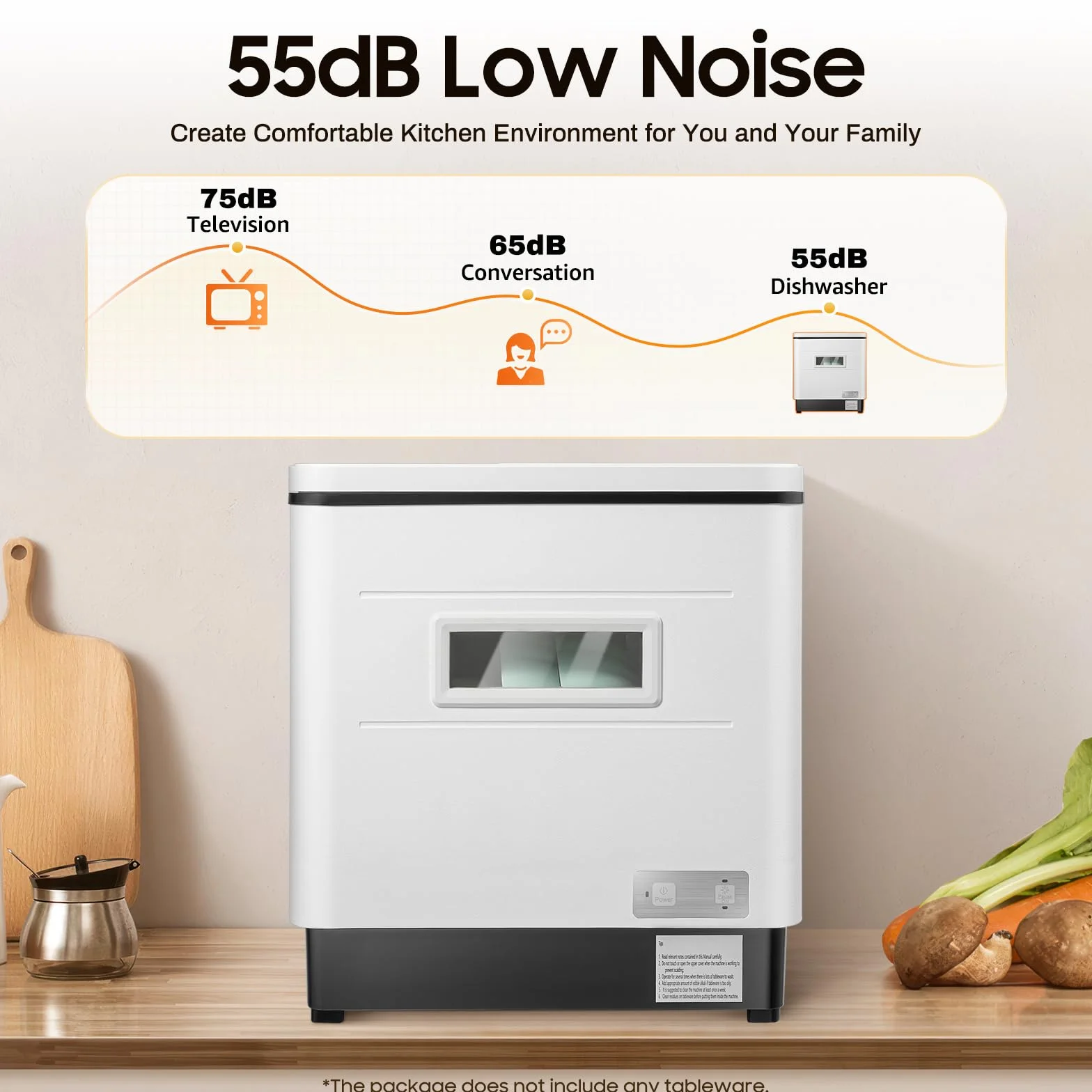Lavastoviglie in acciaio inox, mini lavastoviglie da tavolo, 800 W, 220 V, per piccole cucine, bianco