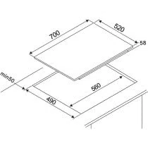 Piano cottura a induzione - CONTINENTAL EDISON - 4 fuochi - 7200 W - 70 cm - CETI724Z2FLEX - Nero