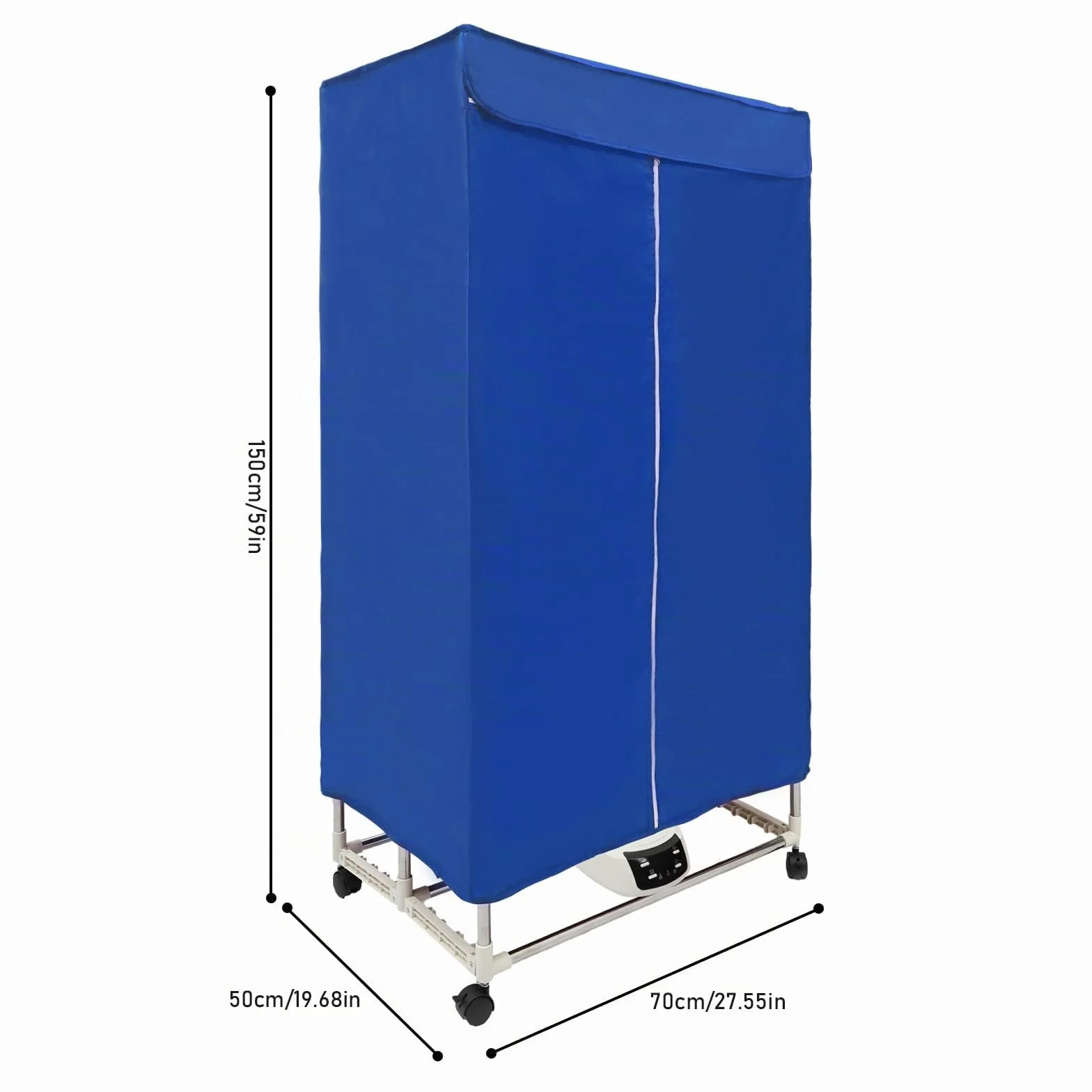 Asciugatrice Portatile 1500W Pieghevole Asciugatrice Elettrica con Telecomando e Ruote, Capacità 30kg Asciugatrice in Acciaio Inox 70*50*150cm Asciugatrice a Ventilazione per Appartamenti e Tempo