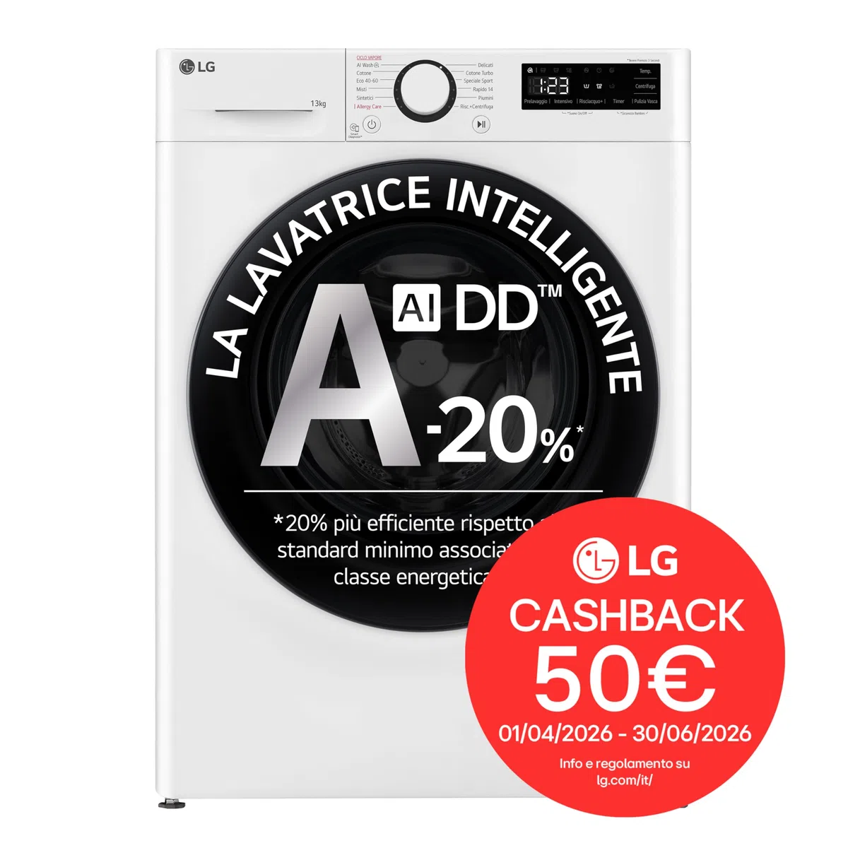 LG F4R3013NSWB Lavatrice a Carica Frontale 13kg 1400 giri AIWash Classe A-20% Motore Direct Drive