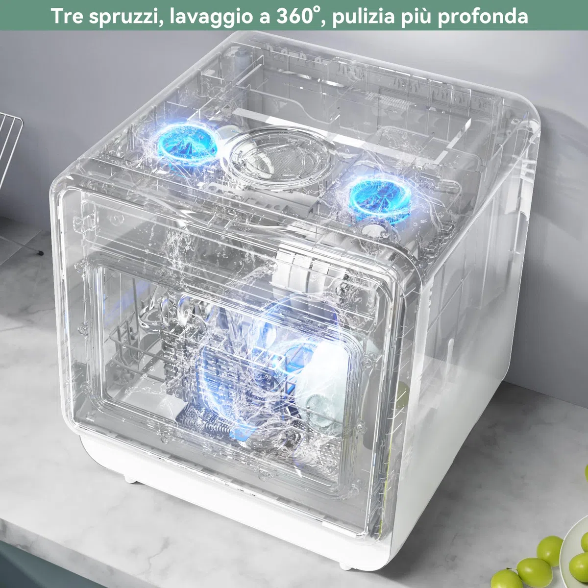 magicplux Lavastoviglie Portatile Senza Installazione, con Serbatoio Integrato 5L, Schermo a Colori, 5+3 Programmi e 3 Bracci di Lavaggio, 5 Coperti, per Appartamenti e Camper