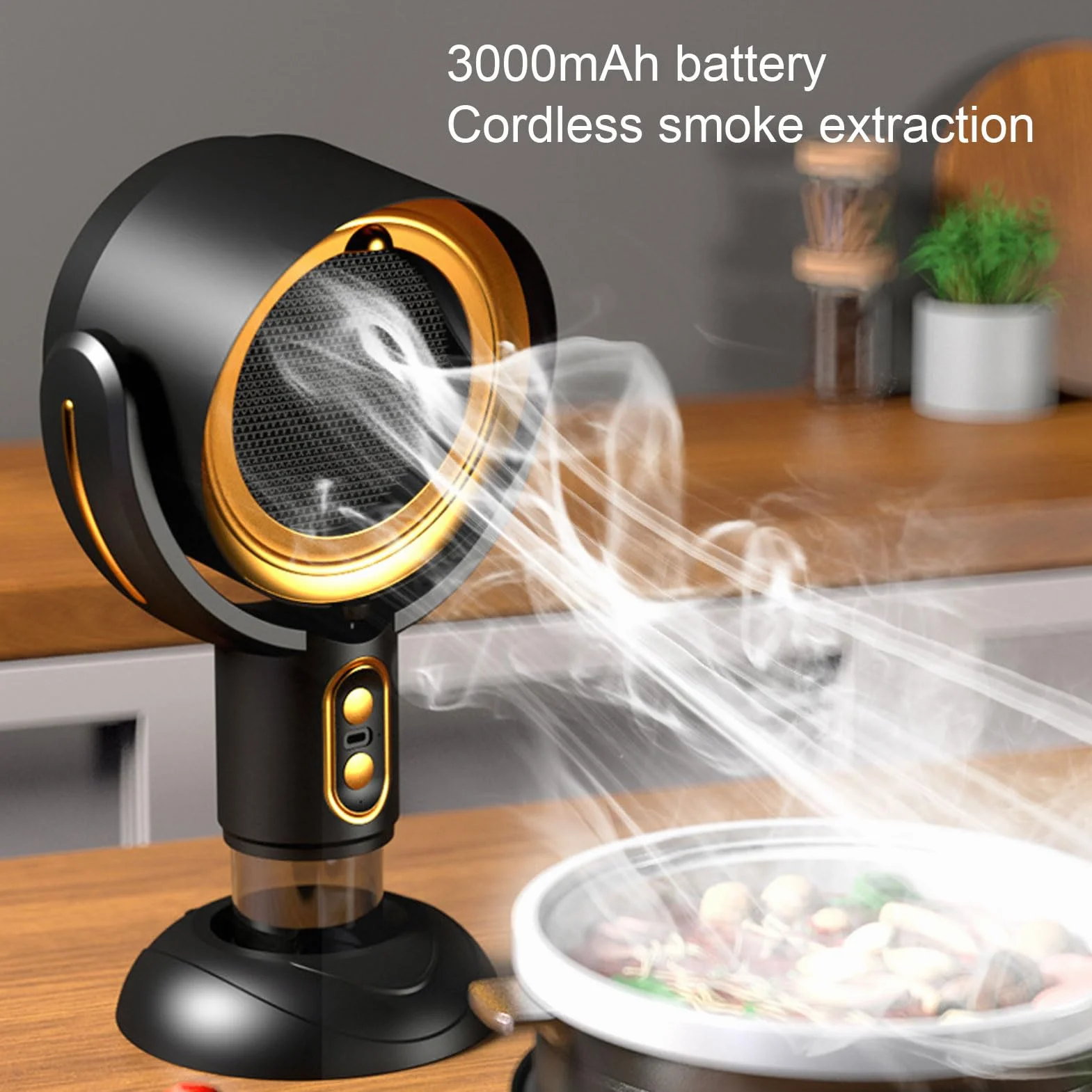 Cappa da Cucina Portatile, Cappa da Cucina da Tavolo con Aspiratore a 2 velocità Aspiratore da Cucina USB Ricaricabile a Lunga Durata Ideale per Barbecue da Interno Pentola Calda