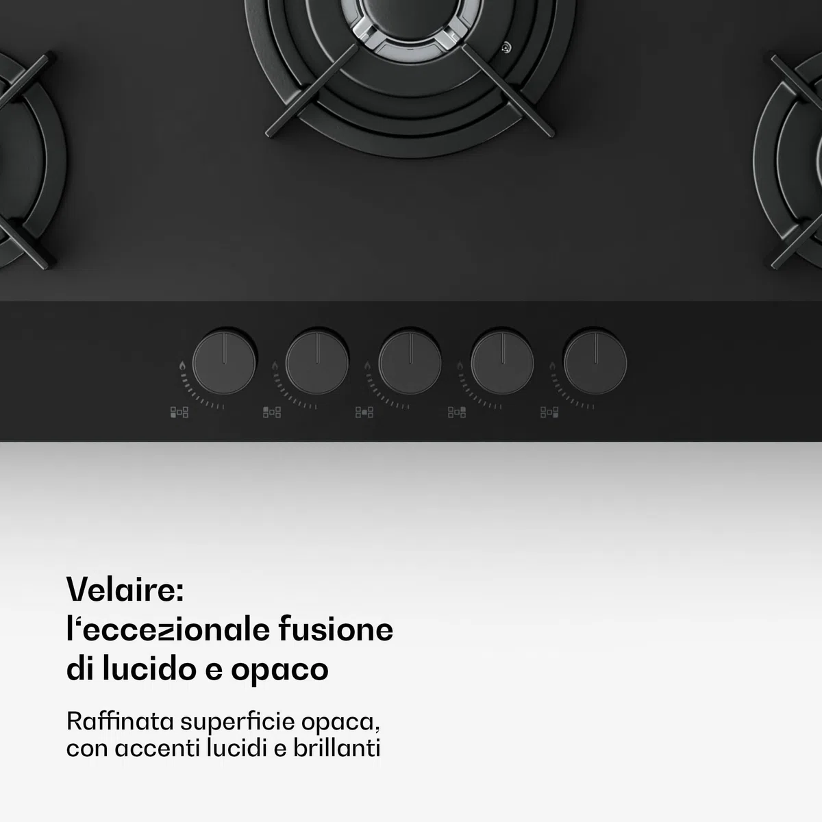 Klarstein Velaire Piano Cottura Gas 5 Fuochi - 10400W, Vetro, GPL & Gas Naturale, Accensione Elettrica, Sicurezza Spegnimento, 90cm, Kit Incluso