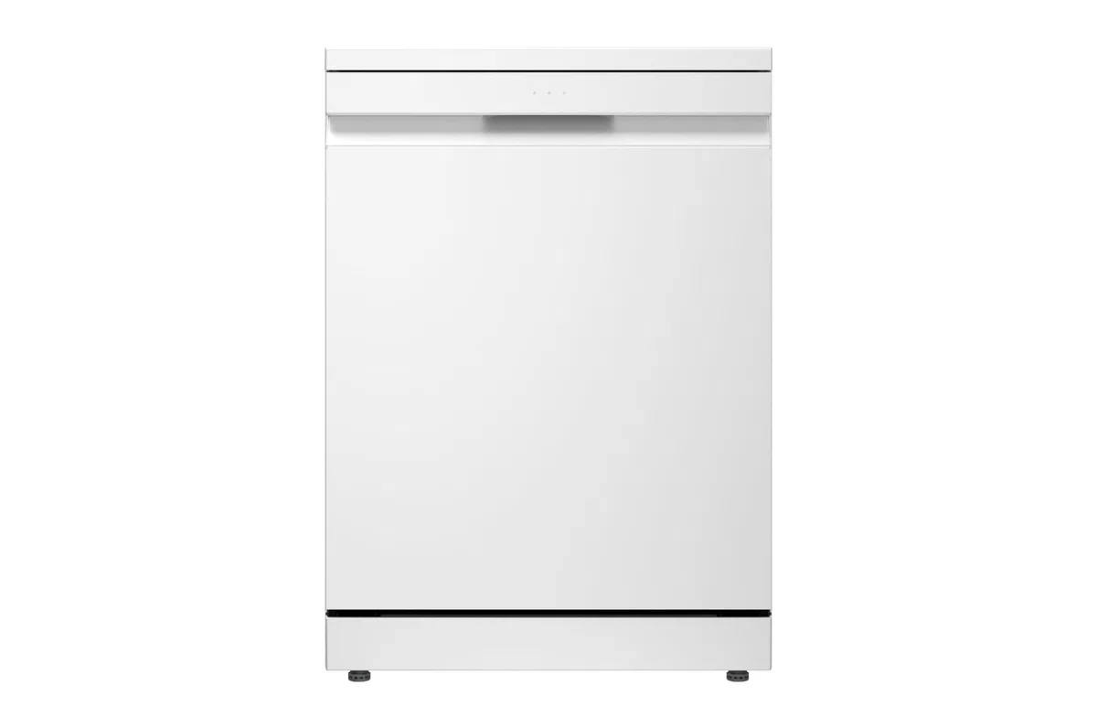 LG DF375HWS Lavastoviglie Libera Installazione Classe A, 14 Coperti, Lavaggio a Vapore TrueSteam, LED Esterno, Sistema QuadWash con 4 Bracci Irroratori, Serie 5, Auto-Apertura, 43dB, Wi-Fi, Bianco