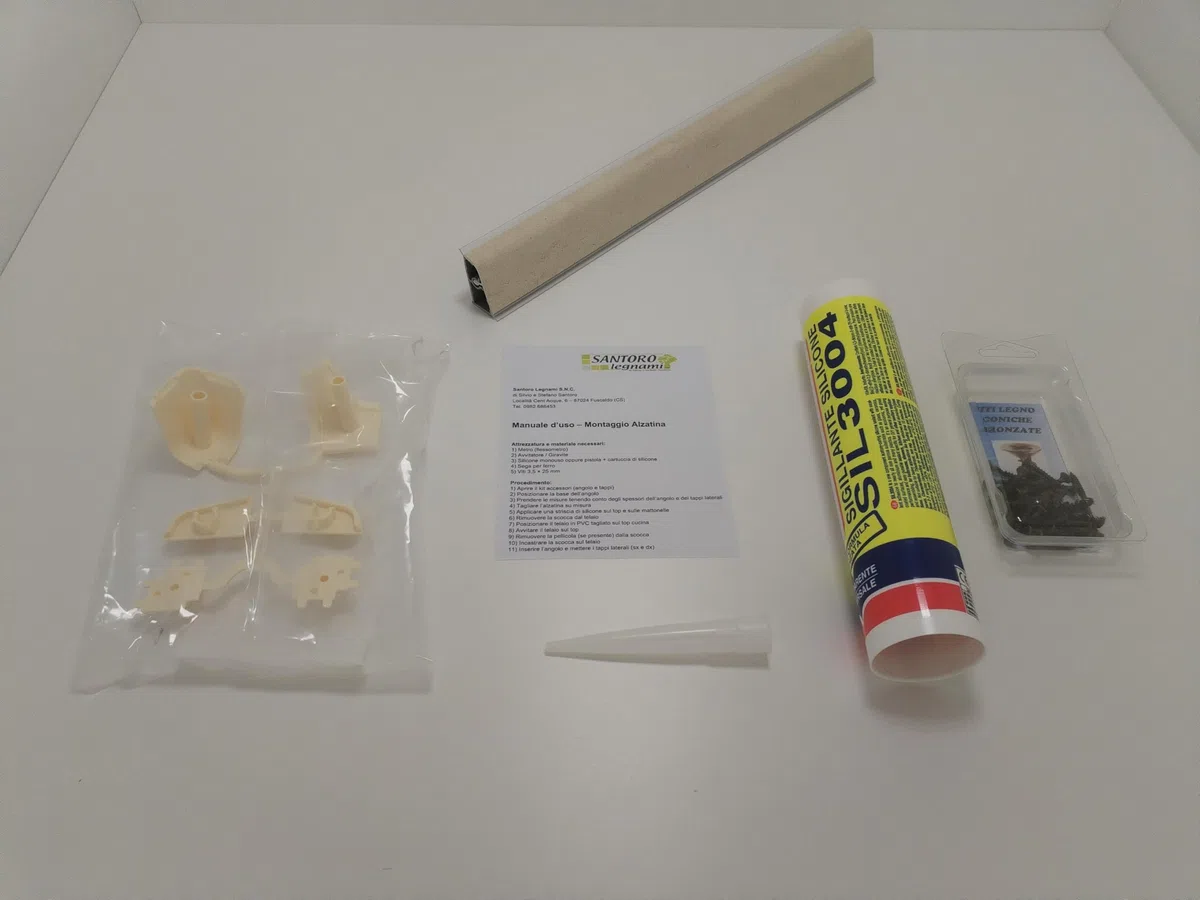Generico Alzatina Cucina con Kit PRO Completo (Silicone + Viti + Angoli Interno/Esterno + Tappi SX/DX) – Paraschizzi, Facile Installazione, Anti Acqua – [Misura] [Colore] (Travertino, 2,00 m)
