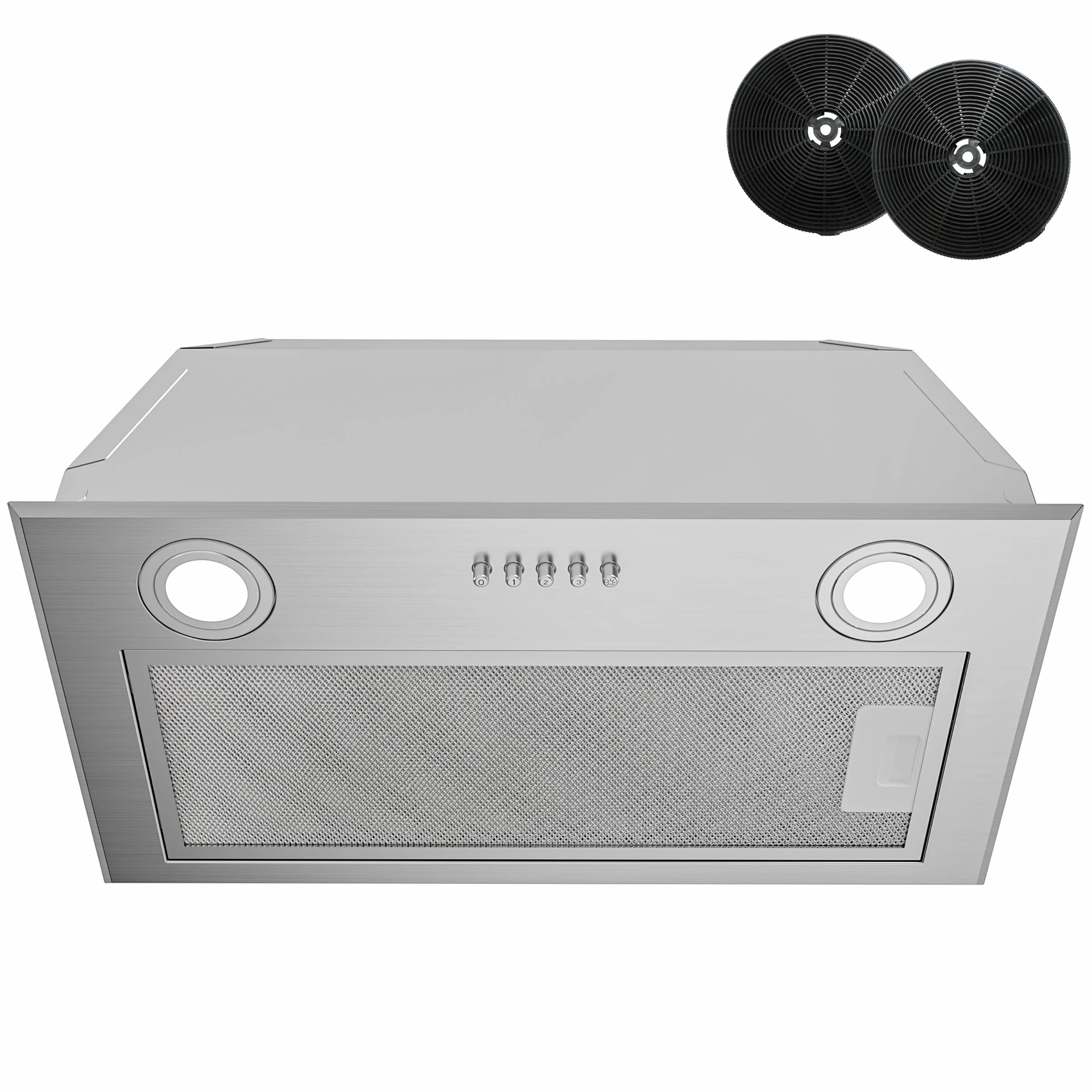 FIREGAS Cappa Aspirante a Incasso 52cm, Aspiratore Silenzioso con Motore ad Alta Efficienza, Classe Energetica A, 590m³/h, 3 Velocità, Illuminazione LED, Filtro a Carboni Attivi