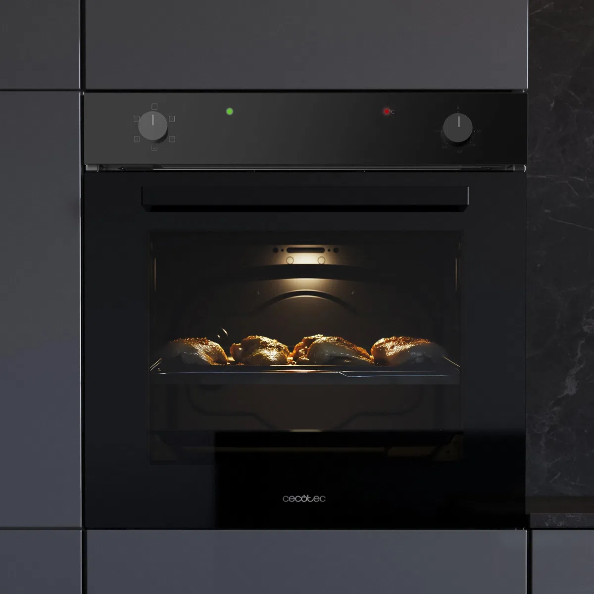 Cecotec Forno da Incasso Convenzionale 77L Bolero Hexa C126000 Dark Inox A. 2800W, 4 Funzioni, Modalità Convezione, Steam Base X2, Basso Consumo, Facile Pulizia, 5 Posizioni