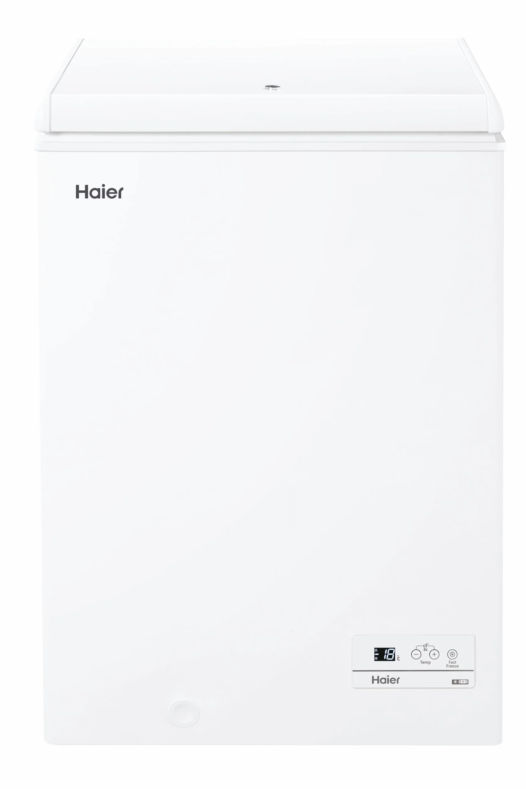 Haier Chest Serie 3, Congelatore a Pozzetto 97L, Classe E, Congelamento Rapido, Display, 84,5x54,5x49 cm (AxLxP), Freezer Statico Compatto, HCE100E - Bianco
