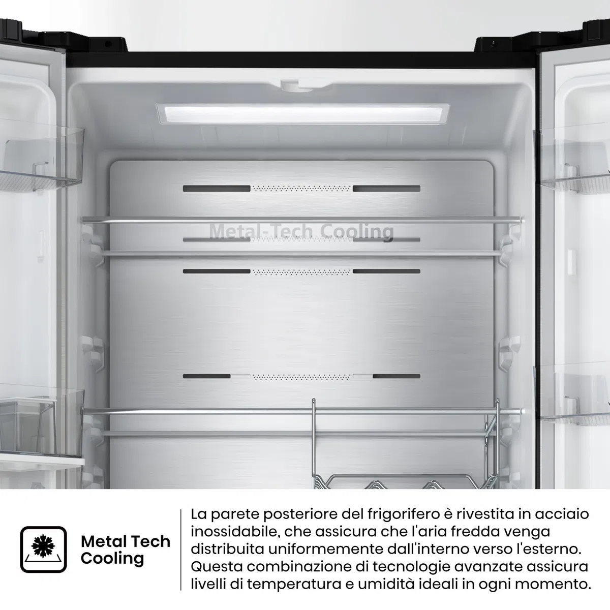 Hisense RF632N4WFE1 Frigorifero French Door, 485 Litri, Ridotta Profondità 70 Cm, Black, Metal cooling, Total No Frost, Classe Energetica E